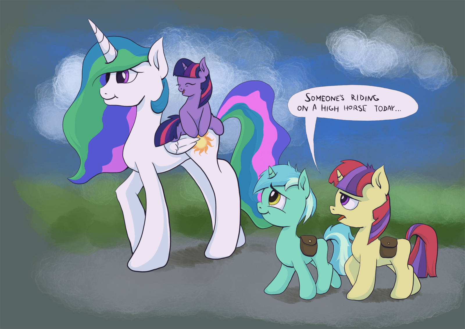 Someone is riding a high horse today... - My little pony, Twilight sparkle, Moondancer, Lyra heartstrings, Princess celestia