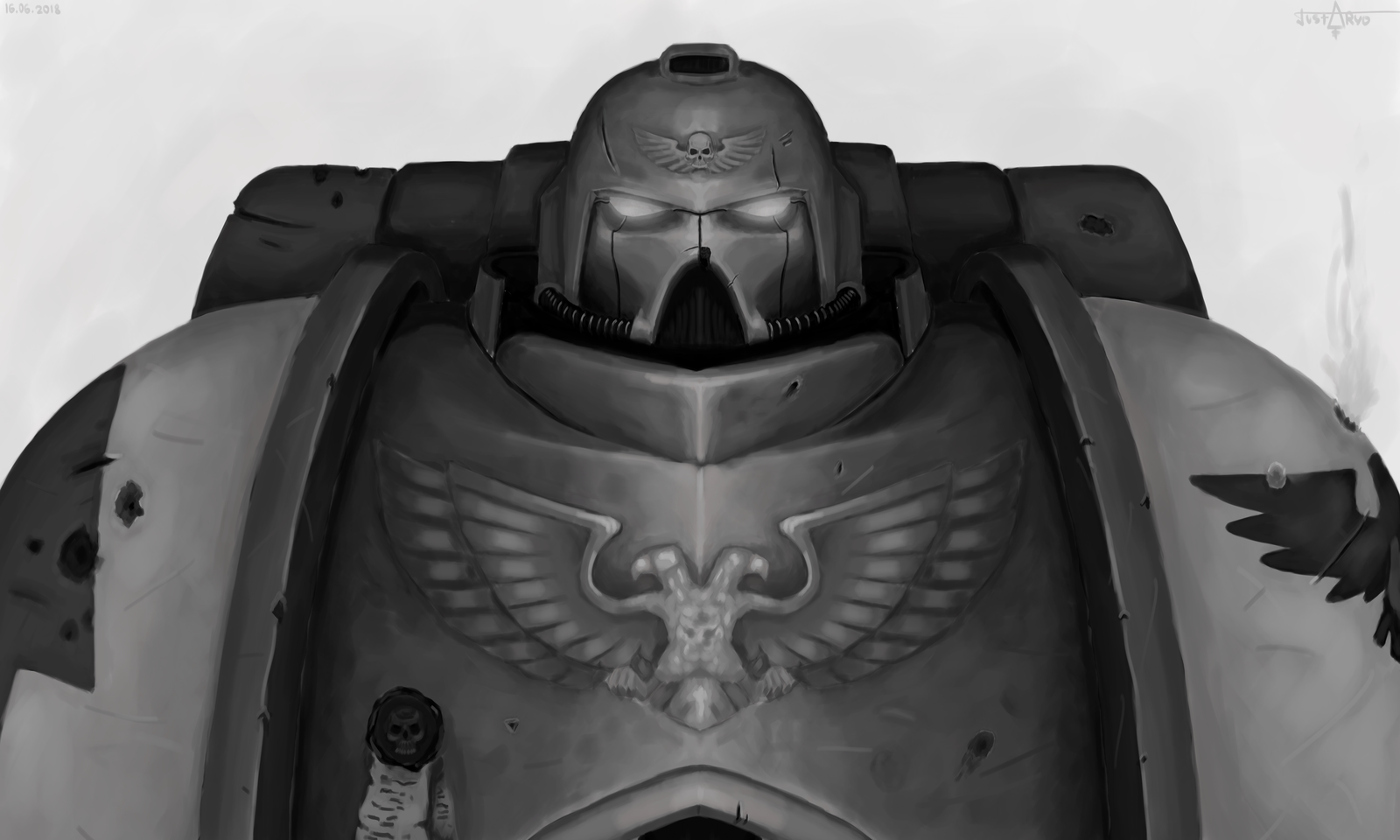 Space Marine Version 3.0 - My, Space Marine, Warhammer 40k, Black and white, Video