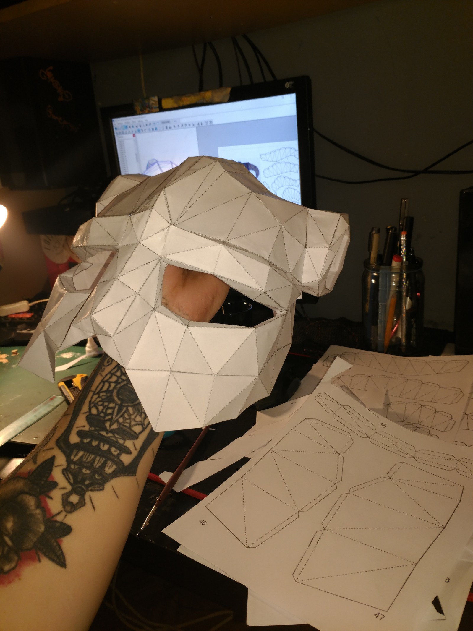 Pervak ??Daedric Paper Helm - My, , Daedra, Paper, Models, Modeling, Helmet, Papercraft, Pepakura, Longpost