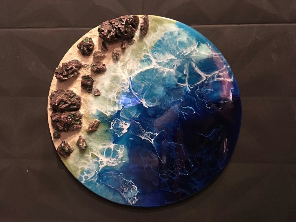 Panel in ResinArt technique. Sea coast. - My, Epoxy resin, , Panel, Hobby, Longpost