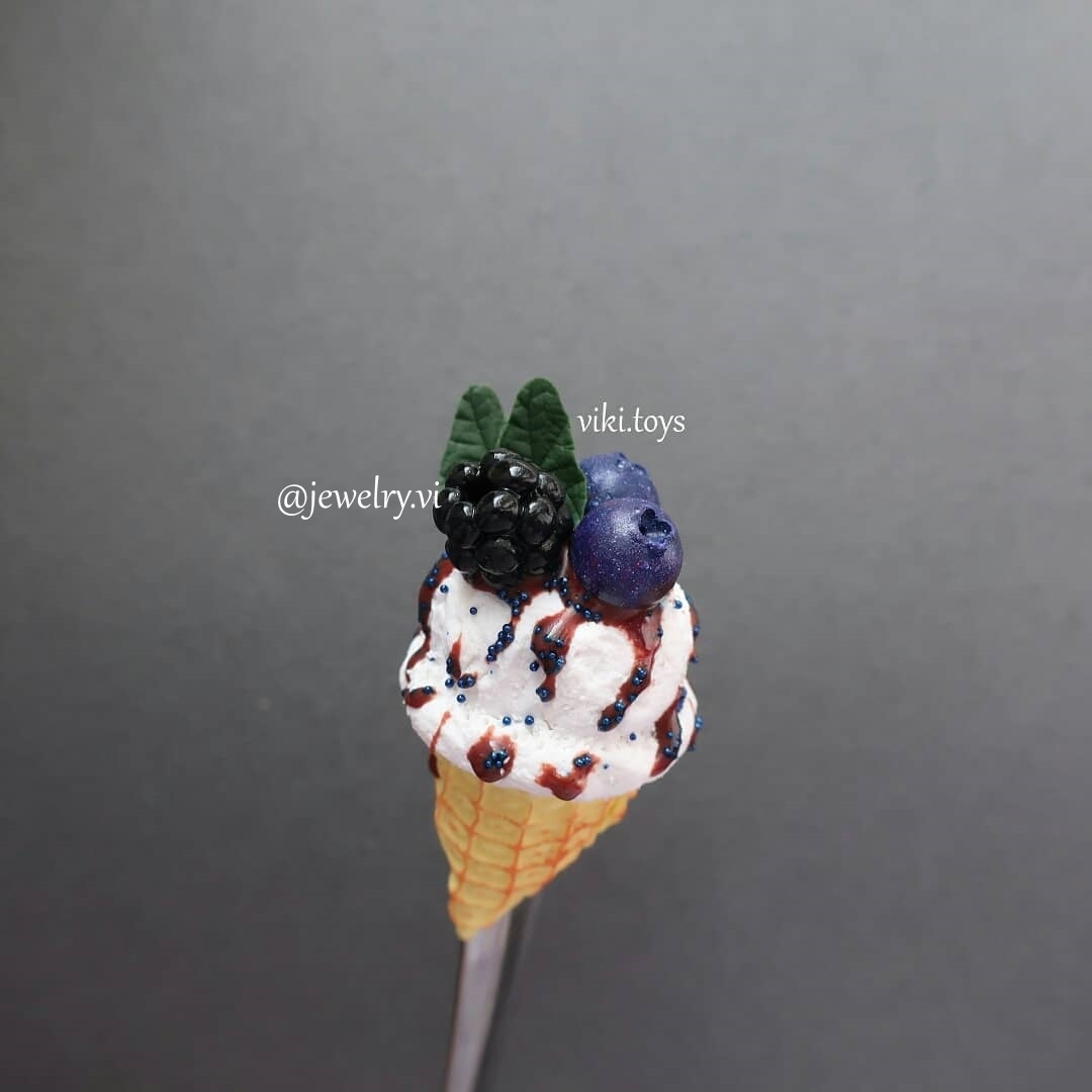 Spoons - horns :D - My, Ice cream, Polymer clay, Needlework without process, Sweets, Handmade, Tableware, Berries, With your own hands, Longpost