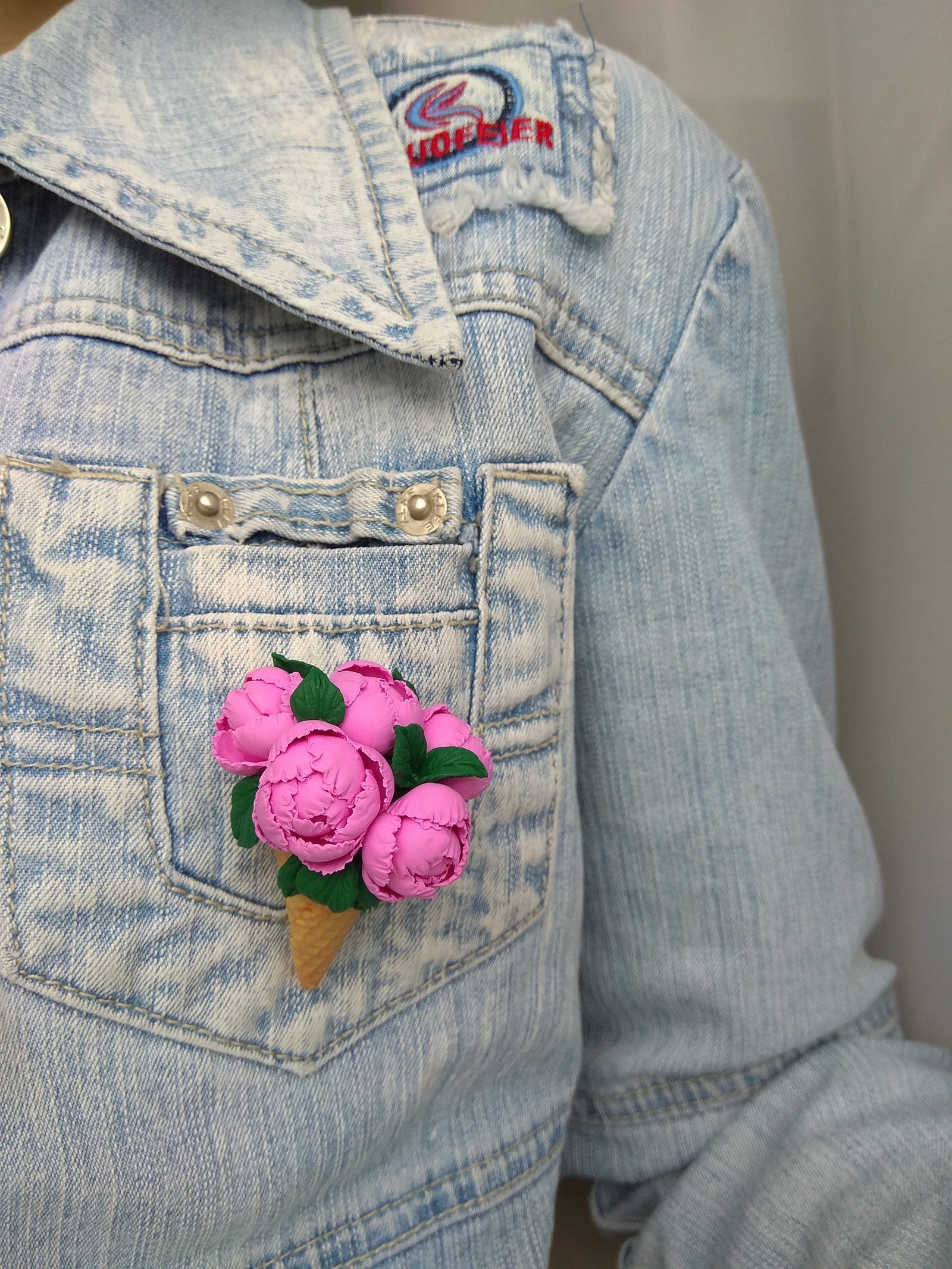 Brooches with peonies - My, Polymer clay, Brooch, DIY brooch, Handmade, Peonies, Longpost