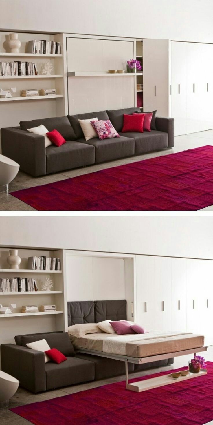 Folding bed in a small apartment - Pinterest, Interior, Furniture, , Longpost