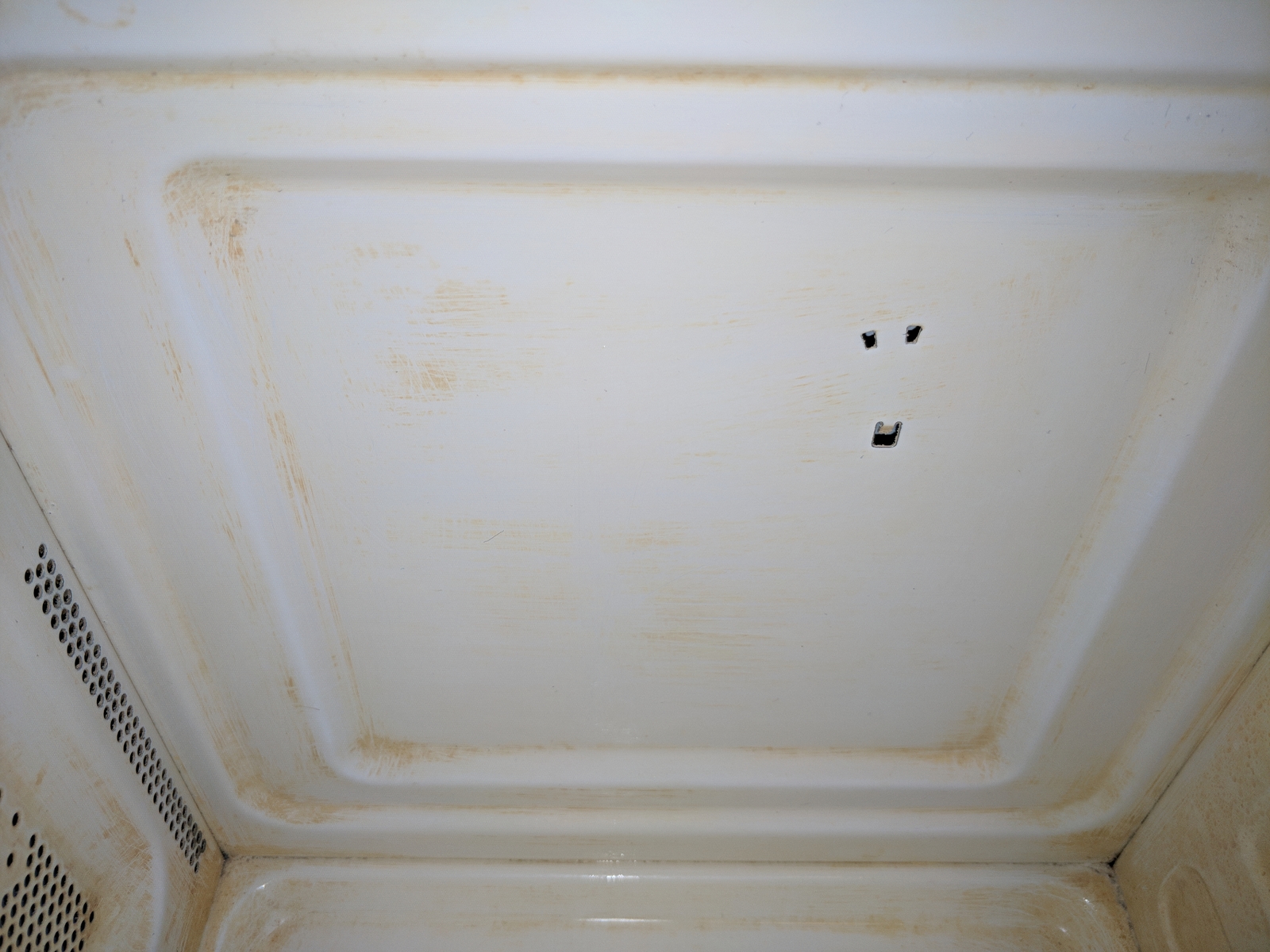 How to whiten the walls of an old microwave with whitening toothpaste and a toothbrush. - My, Microwave, Toothpaste, Toothbrush, How is it correct?, , Longpost, Cleaning