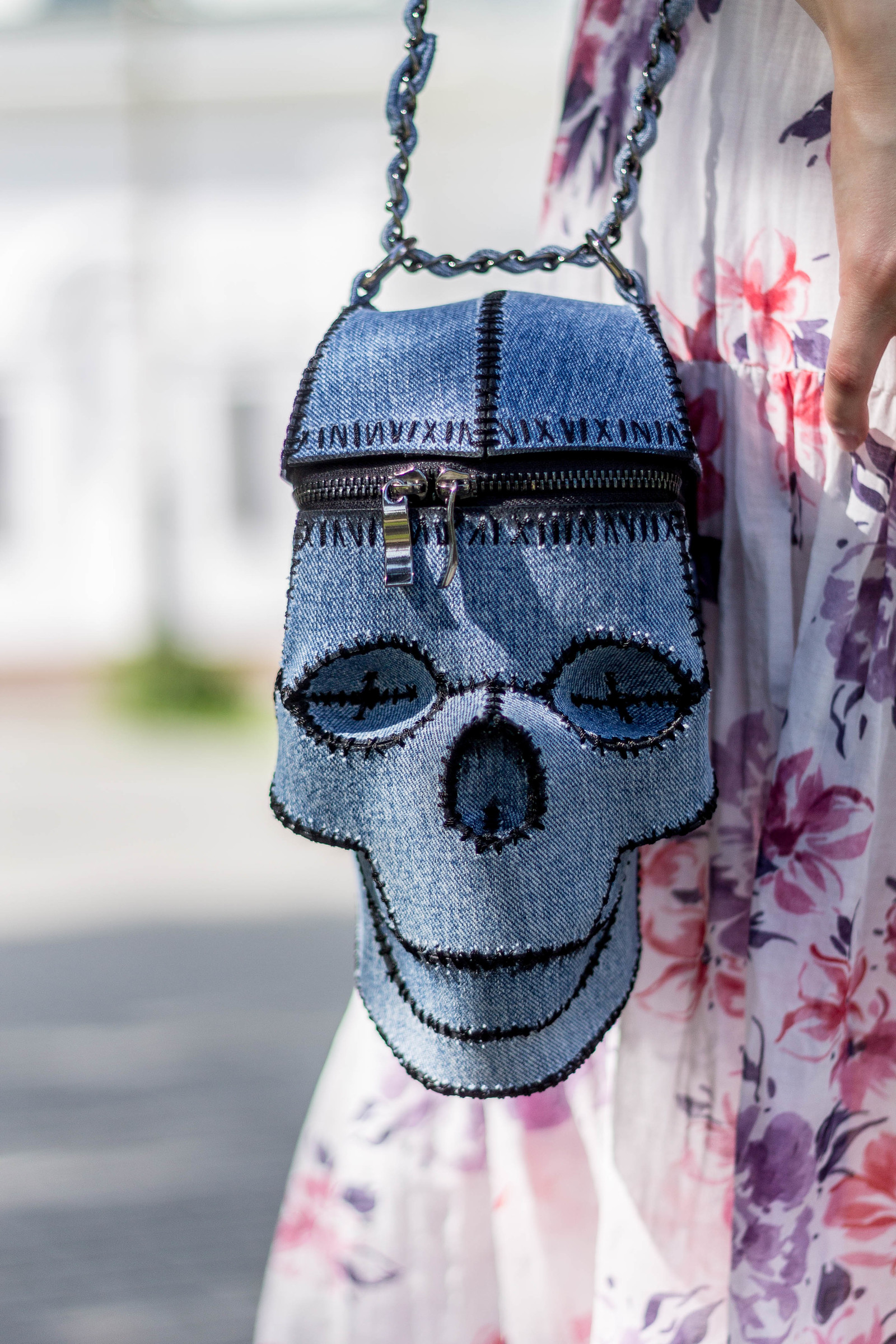 Джинсовая сумка-череп - Моё, Сумка-Череп, Череп, Skull bag, Сумка, Crossbody, Джинсы, Лето, Длиннопост