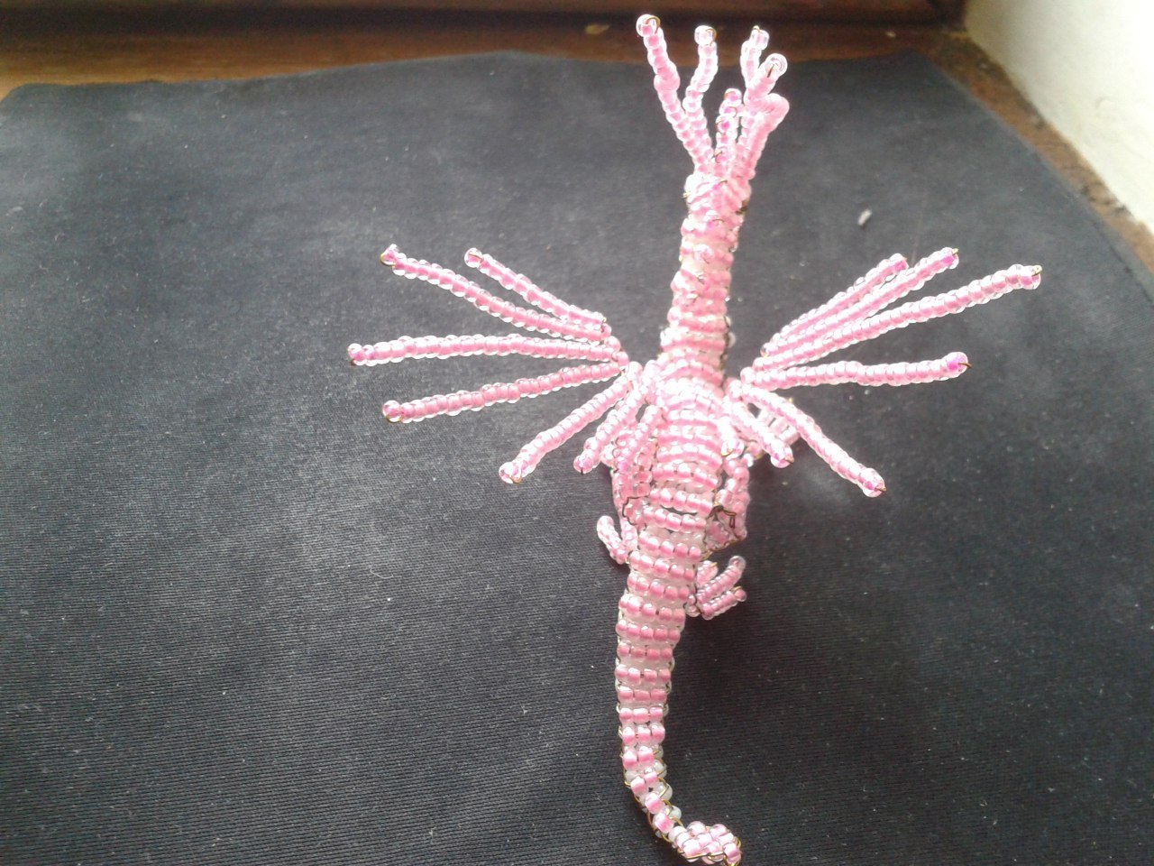 Bahamut - pink beaded dragon - My, , , , Beading