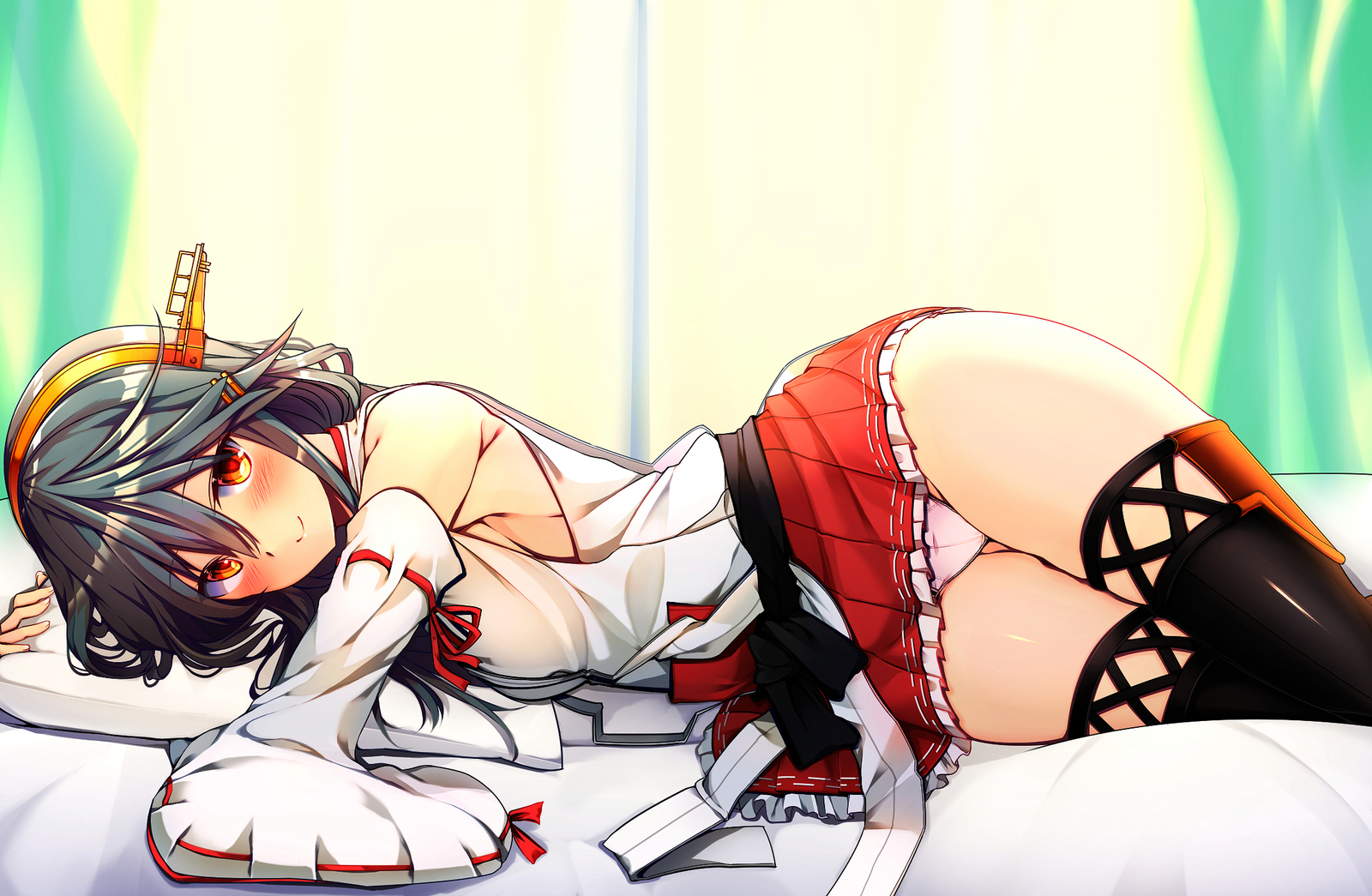 Haruna - NSFW, Kantai Collection, Haruna, Аниме, Anime Art, Сиськи, Нижнее белье, Длиннопост