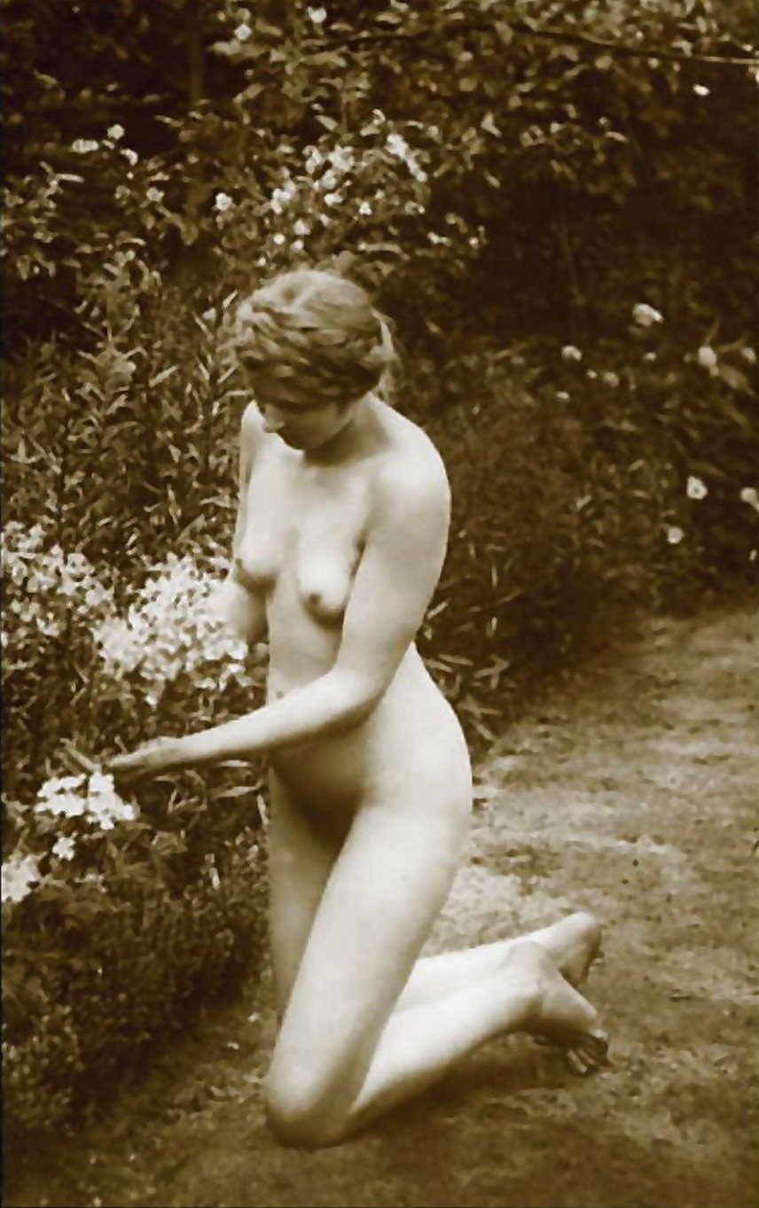 Retro photo (Vintage lady's & Nature) - NSFW, Old photo, Black and white photo, Girls, Boobs, Pubes, Longpost