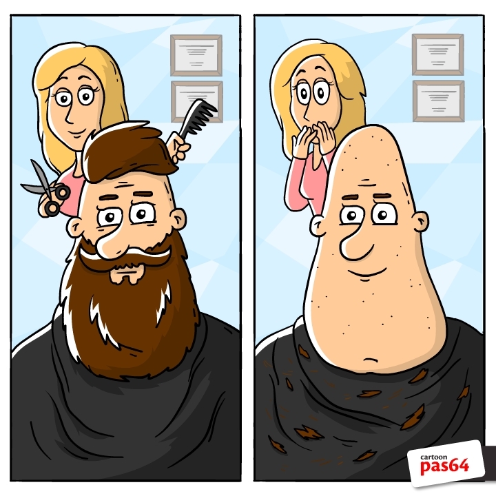 Barbershop - My, Cartoons, Humor, , Barbershop, Comics, , Стрижка, Joke