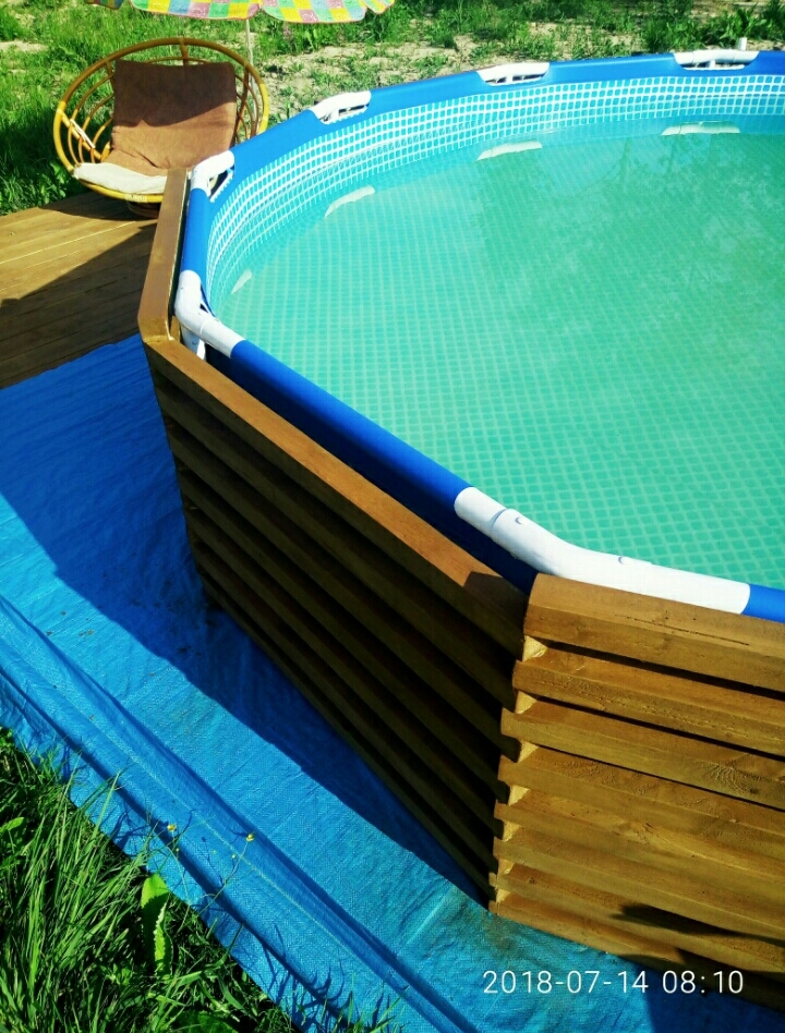 Decoration of the INTEX pool. - My, Swimming pool, Registration, Handmade, Straight arms, Longpost