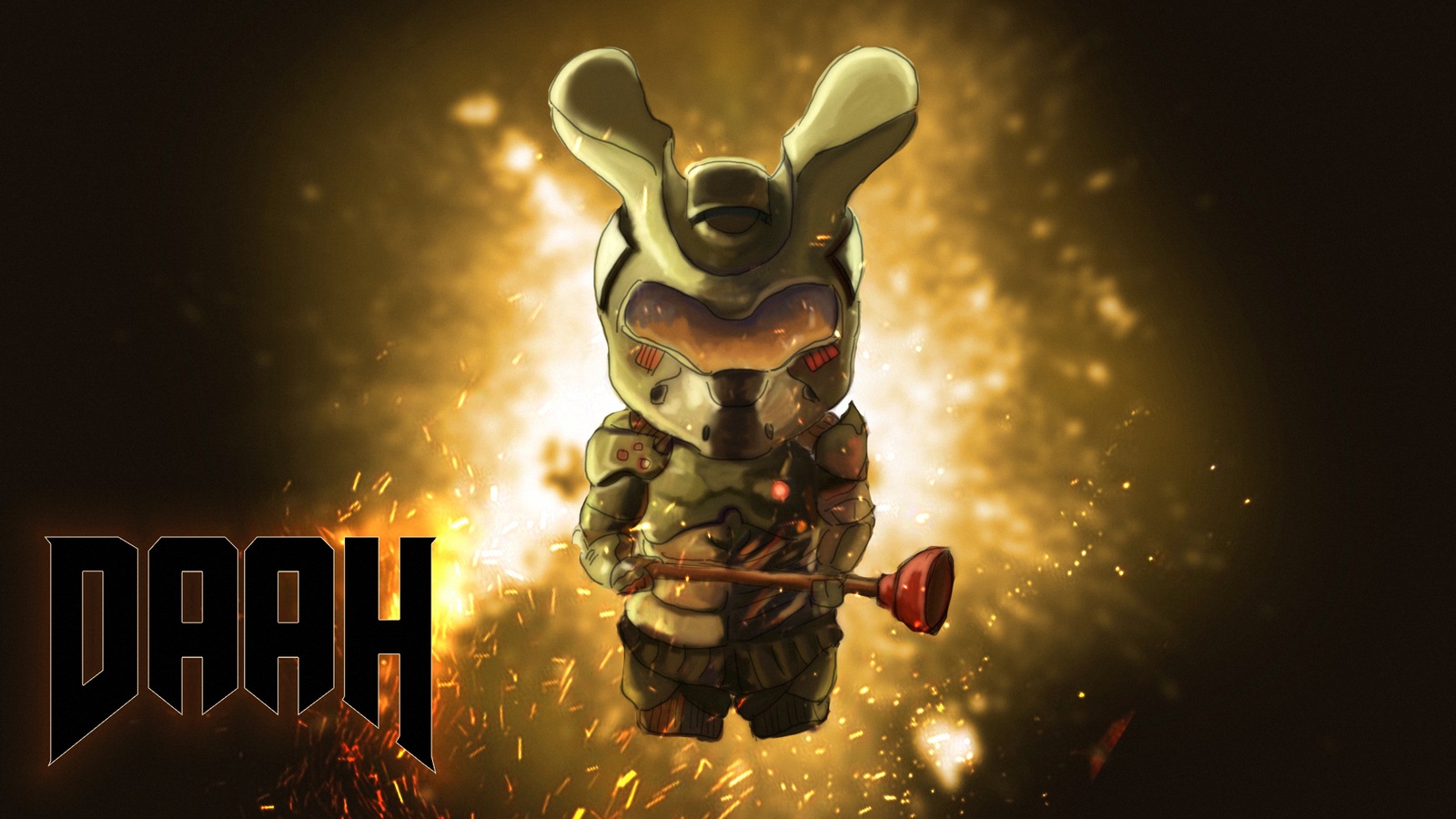 Daaaah like hell - Моё, Rayman raving rabbids, Crossover, Doom, Кроссовер