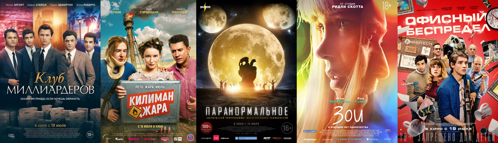 Russian box office receipts and distribution of screenings over the past weekend (July 19 - 22) - Movies, Billionaires Club, Paranormal, Zoe, , Box office fees, Film distribution, 