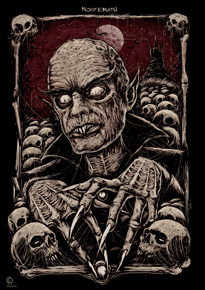 Nosferatu - My, Nosferatu, Poster, Vampires, Movies, Horror, Drawing, Digital drawing