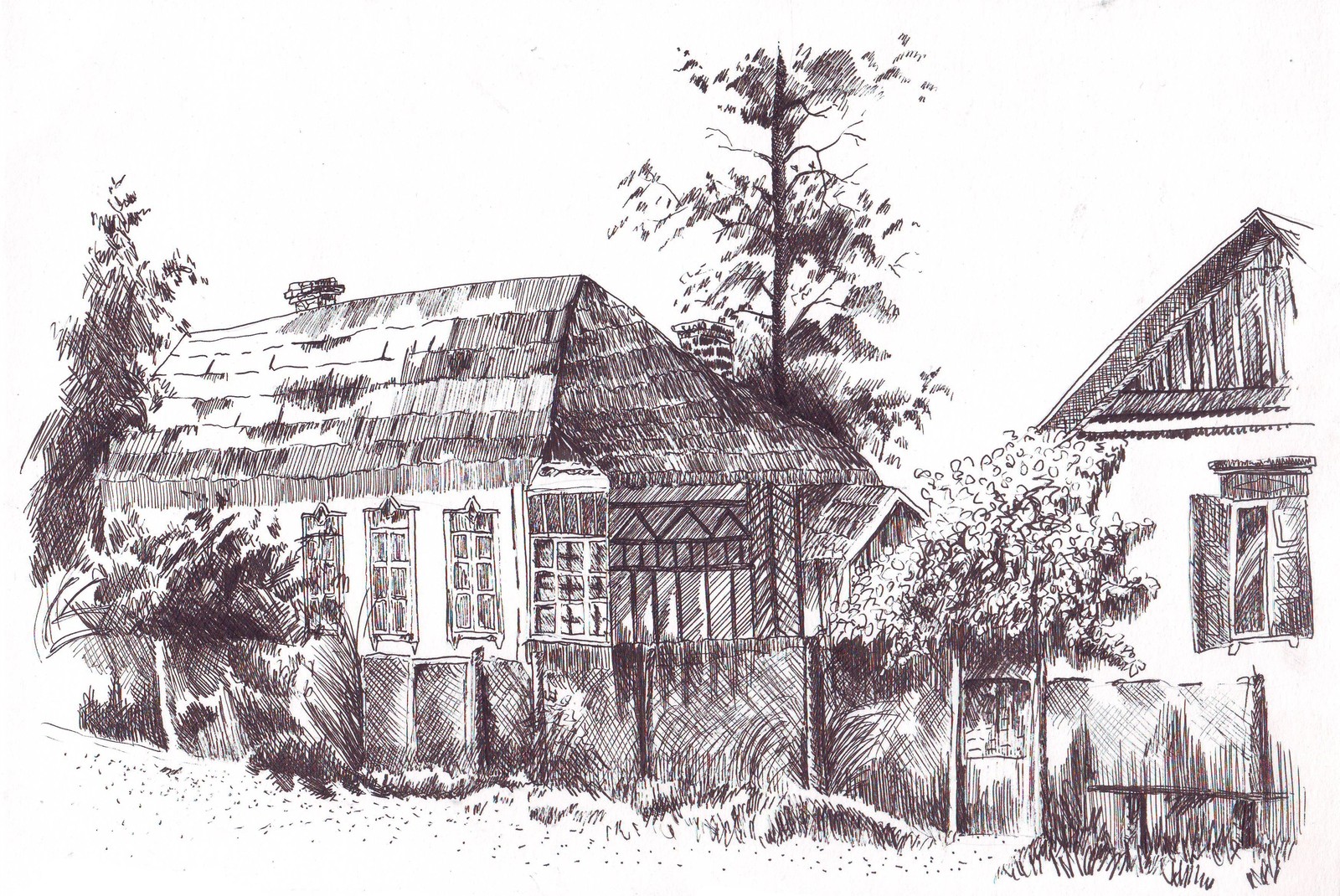 Sketches - My, Drawing, Sketch, First post, Sketch, House