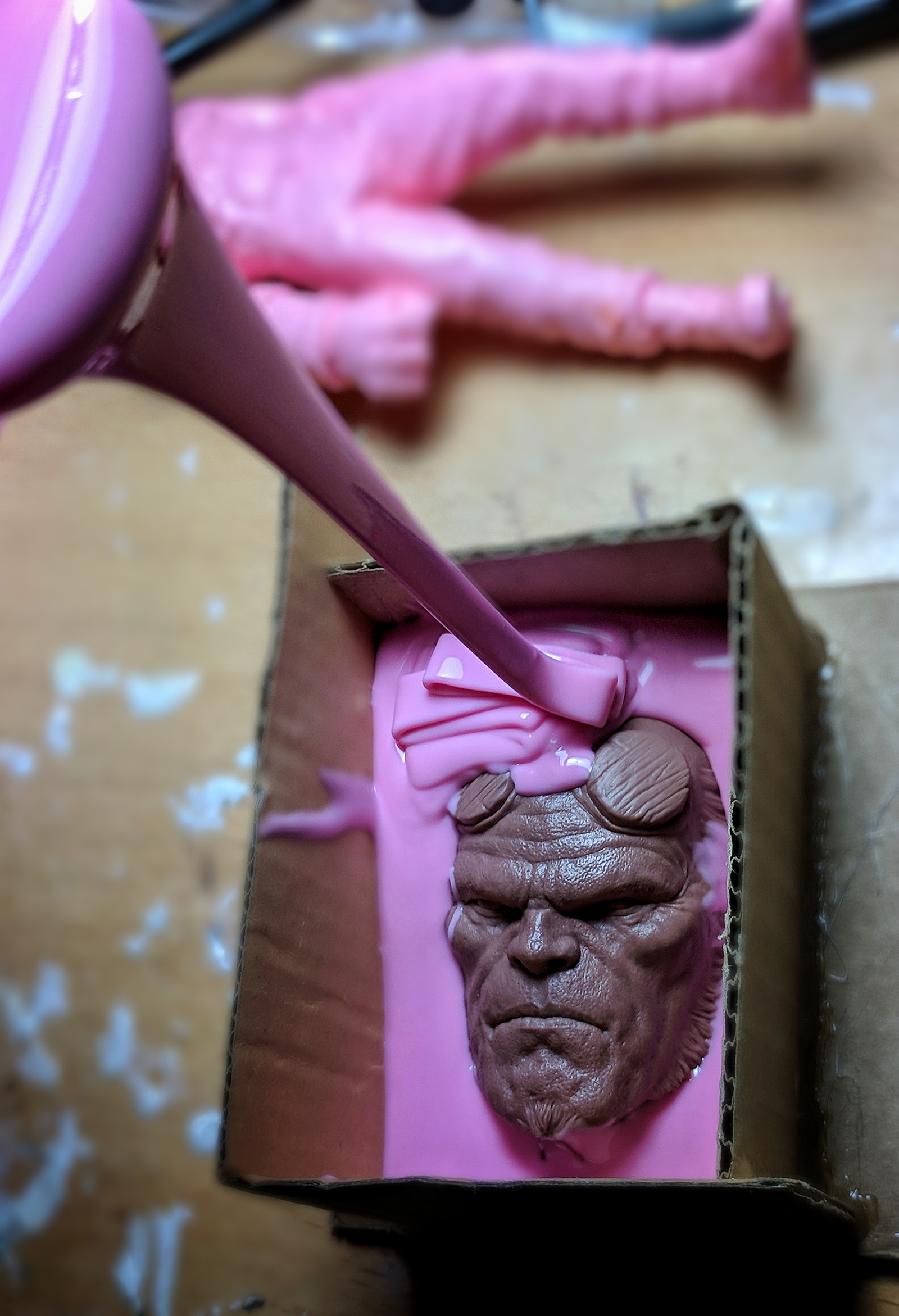 How to make a simple silicone mold - My, Silicone, Hellboy, Tutorial, Creation, Shaping, Sculpture, Plasticine, Longpost