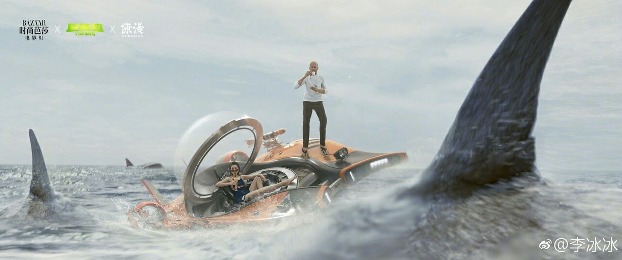 Jason Statham and Li Bingbing in a promotional photo for The Meg by Harper's Bazaar. - Jason Statham, The photo, Promo, Longpost, 