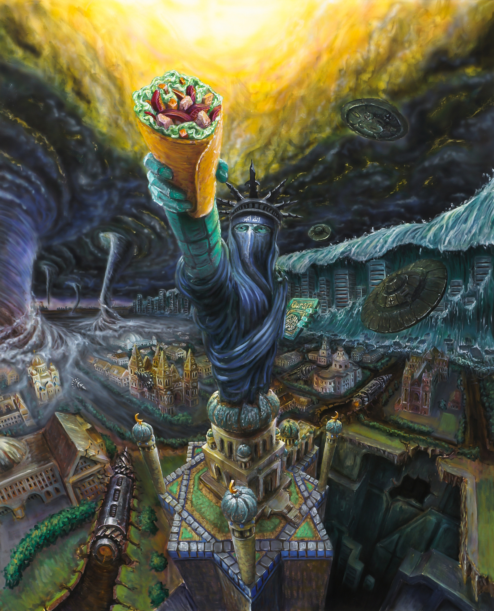 United States of Allah - My, Airbrushing, Statue of Liberty, Shawarma, Banter, Art, Erothanatoguru Art, Alexeyvirus