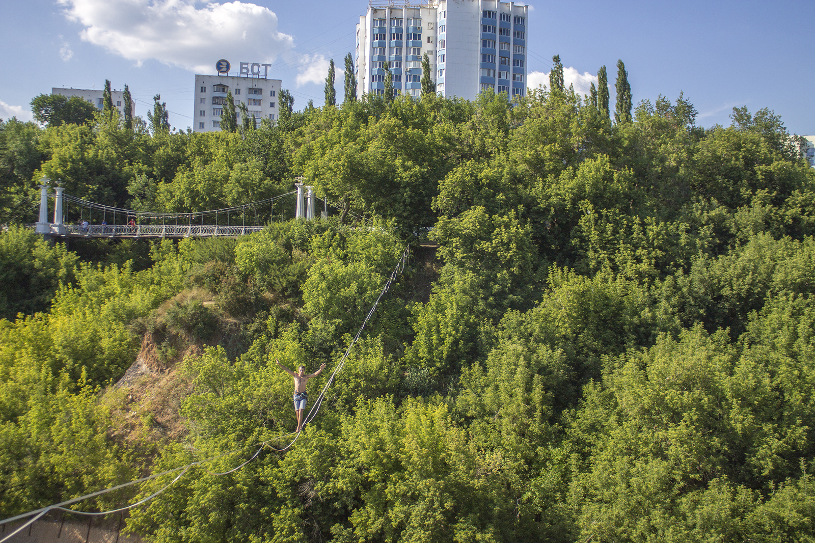 Урбан-хайлайн - Моё, Слэклайн, Хайлайн, Highline, Slackline, Slack, Уфа, Экстрим, Город, Длиннопост