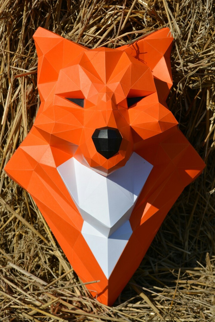 Fox totem in paper incarnation - My, Papercraft, Pepakura, Low poly, 3D, Handmade, Longpost