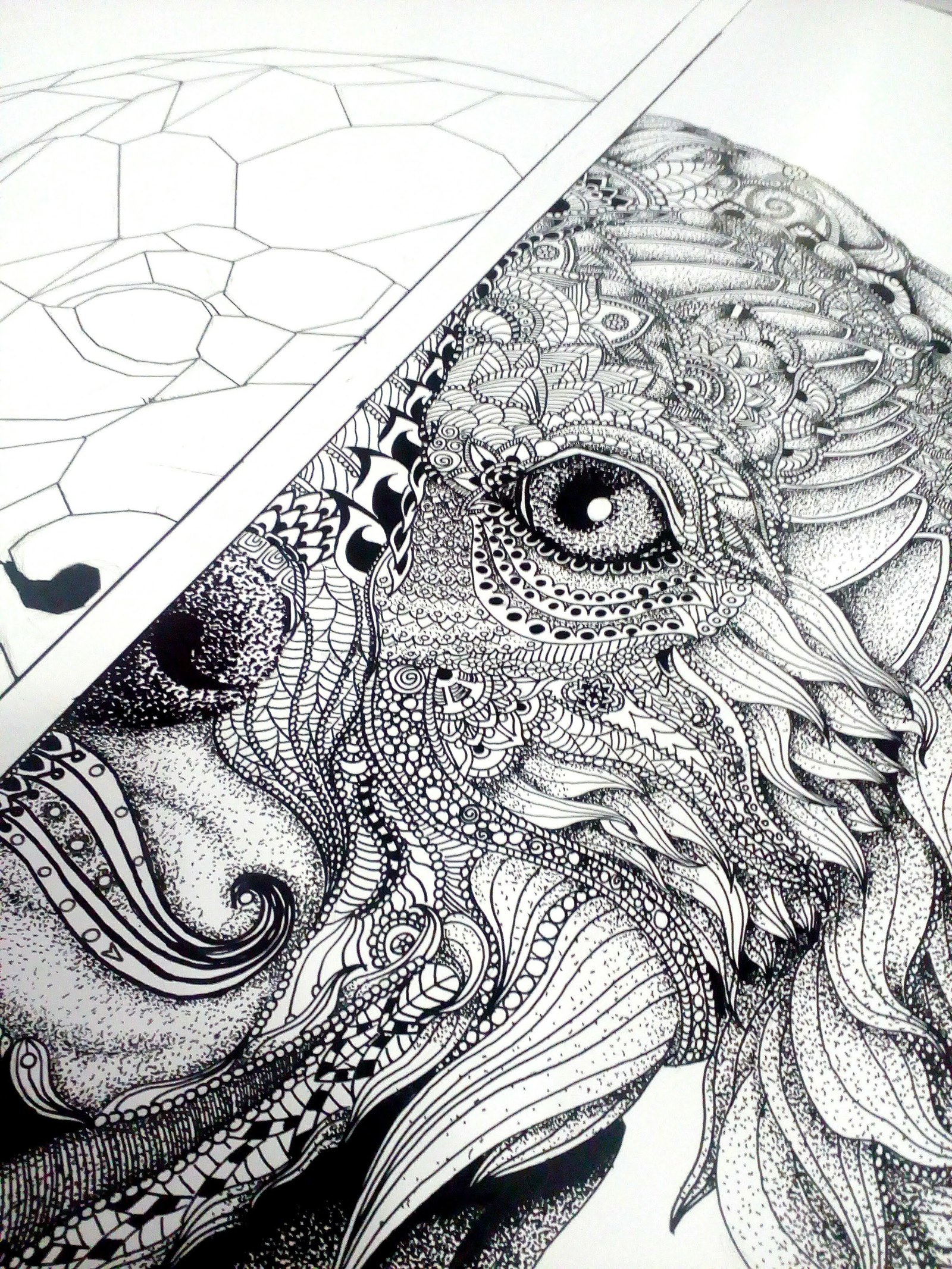 Арт пёс - Моё, Арт, Золотистый ретривер, Zentangle, Геометрия, Дот ворк, Моё, Постер, Длиннопост