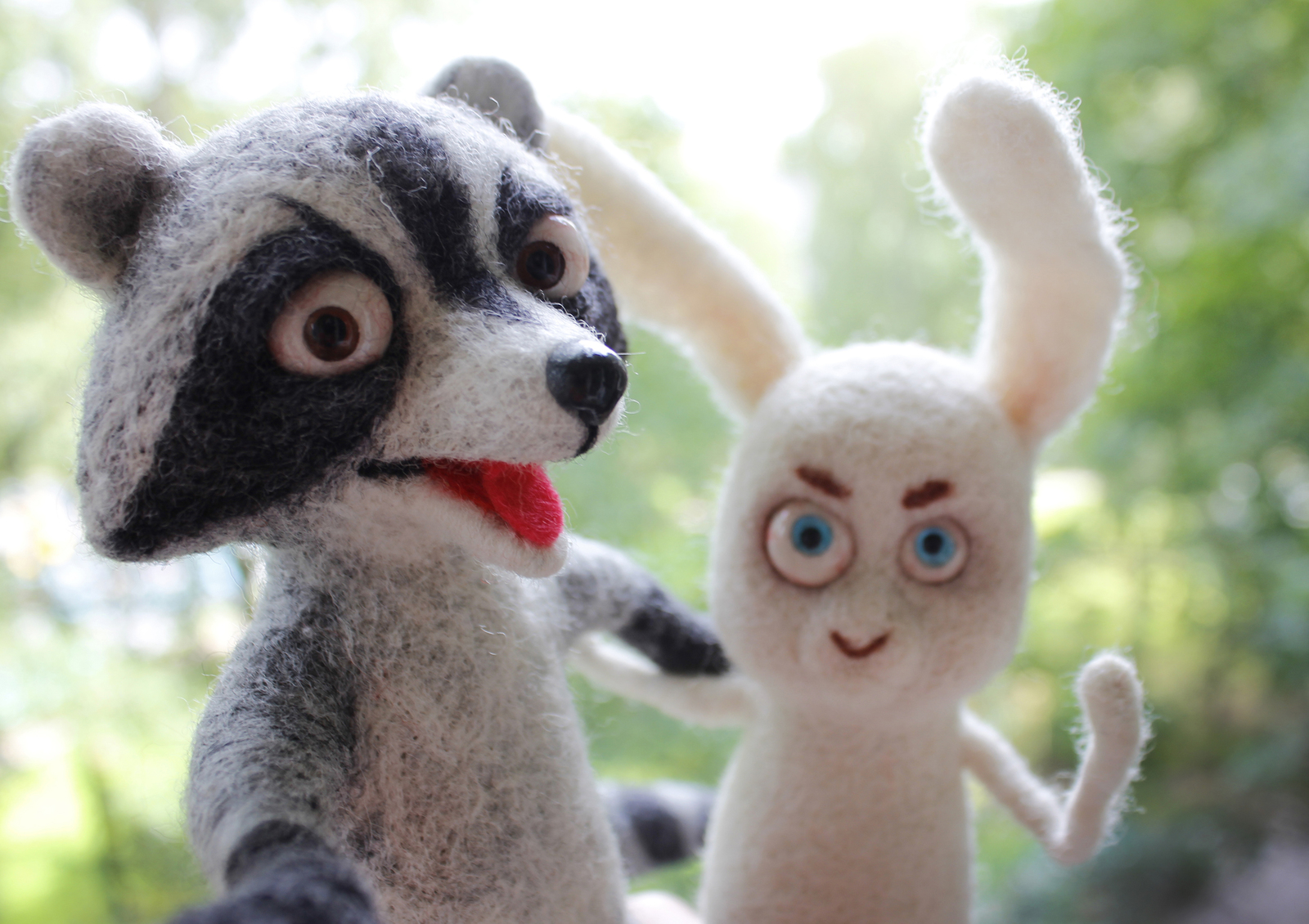 Raccoon and his friend - My, Dry felting, Needlework, Raccoon, Rabbit, Wallow, Handmade, Needlework with process, Longpost, Kripota