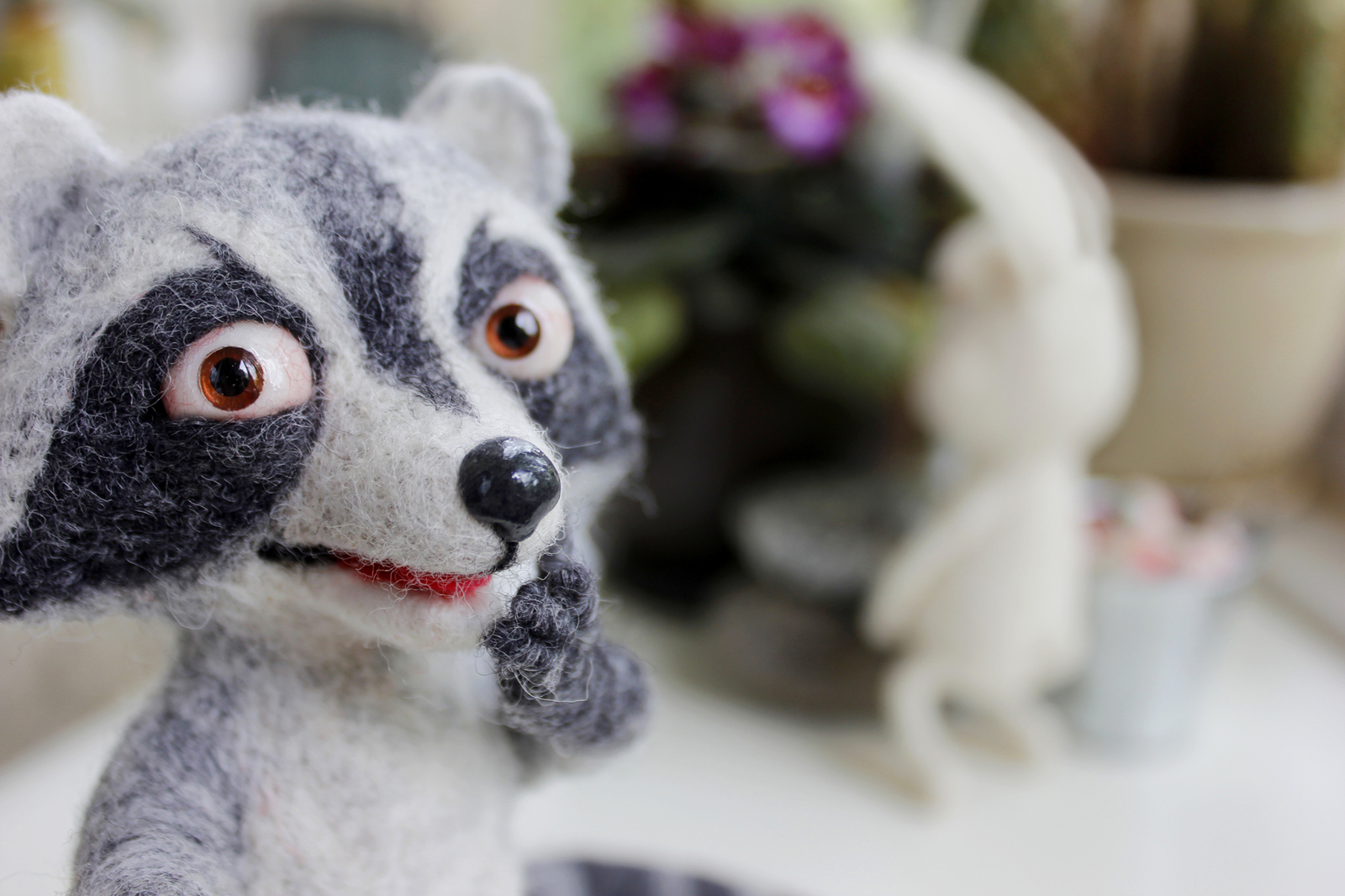 Raccoon and his friend - My, Dry felting, Needlework, Raccoon, Rabbit, Wallow, Handmade, Needlework with process, Longpost, Kripota