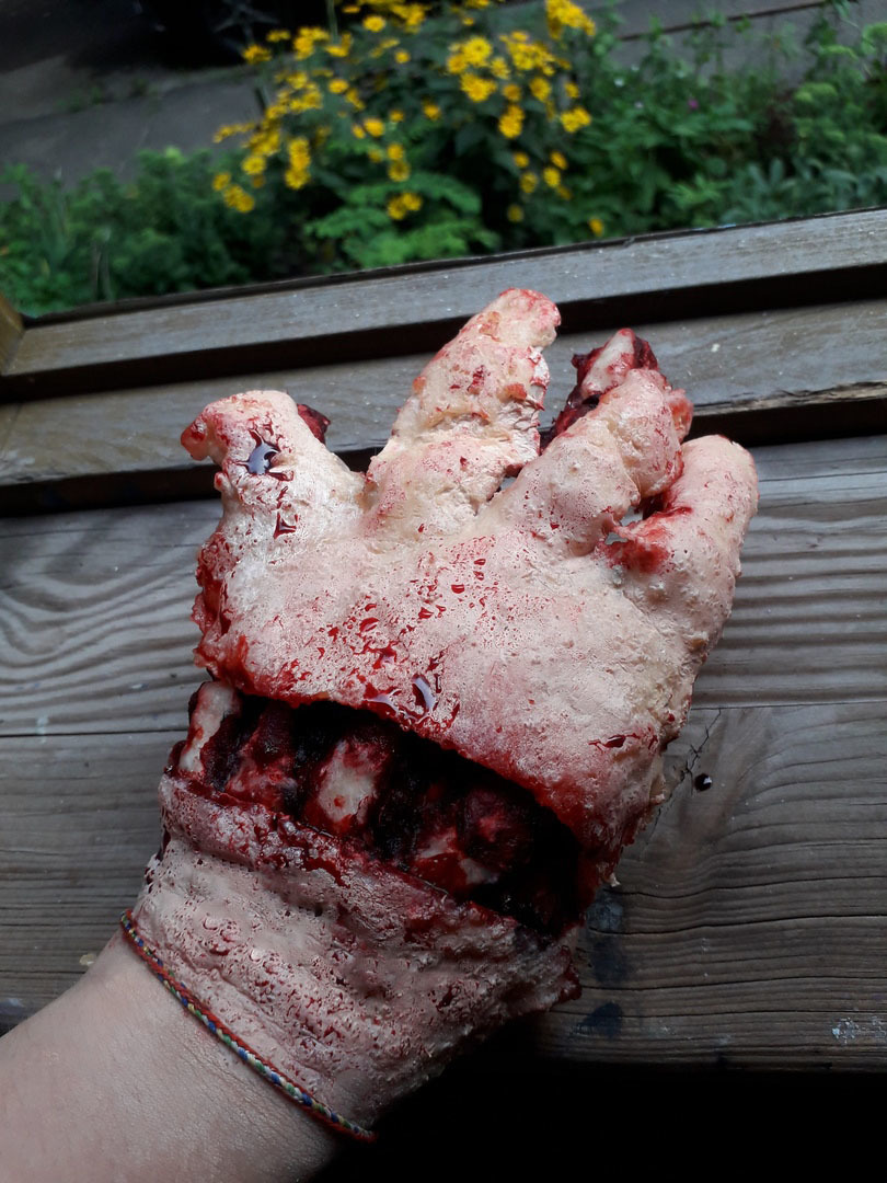 Realistic makeup created exclusively from improvised means - My, Makeup, Make-up artist, Horror, Blood, Leather, Meat, Burn, Longpost