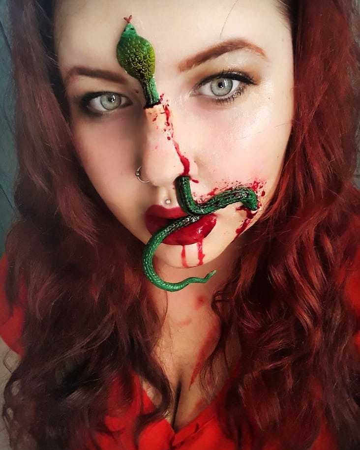 Realistic makeup created exclusively from improvised means - My, Makeup, Make-up artist, Horror, Blood, Leather, Meat, Burn, Longpost