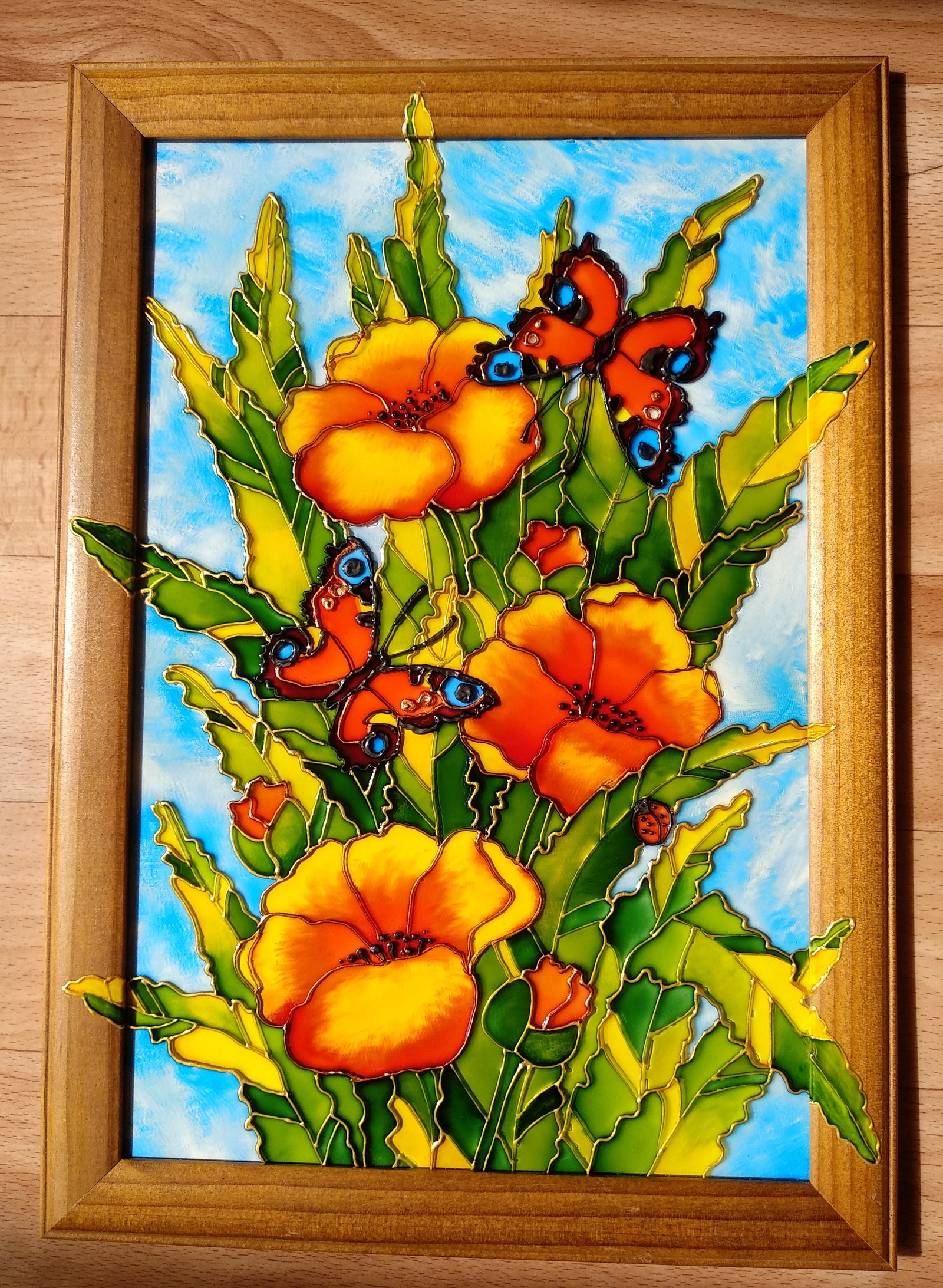 Poppies. - My, Painting on glass, Painting, Longpost