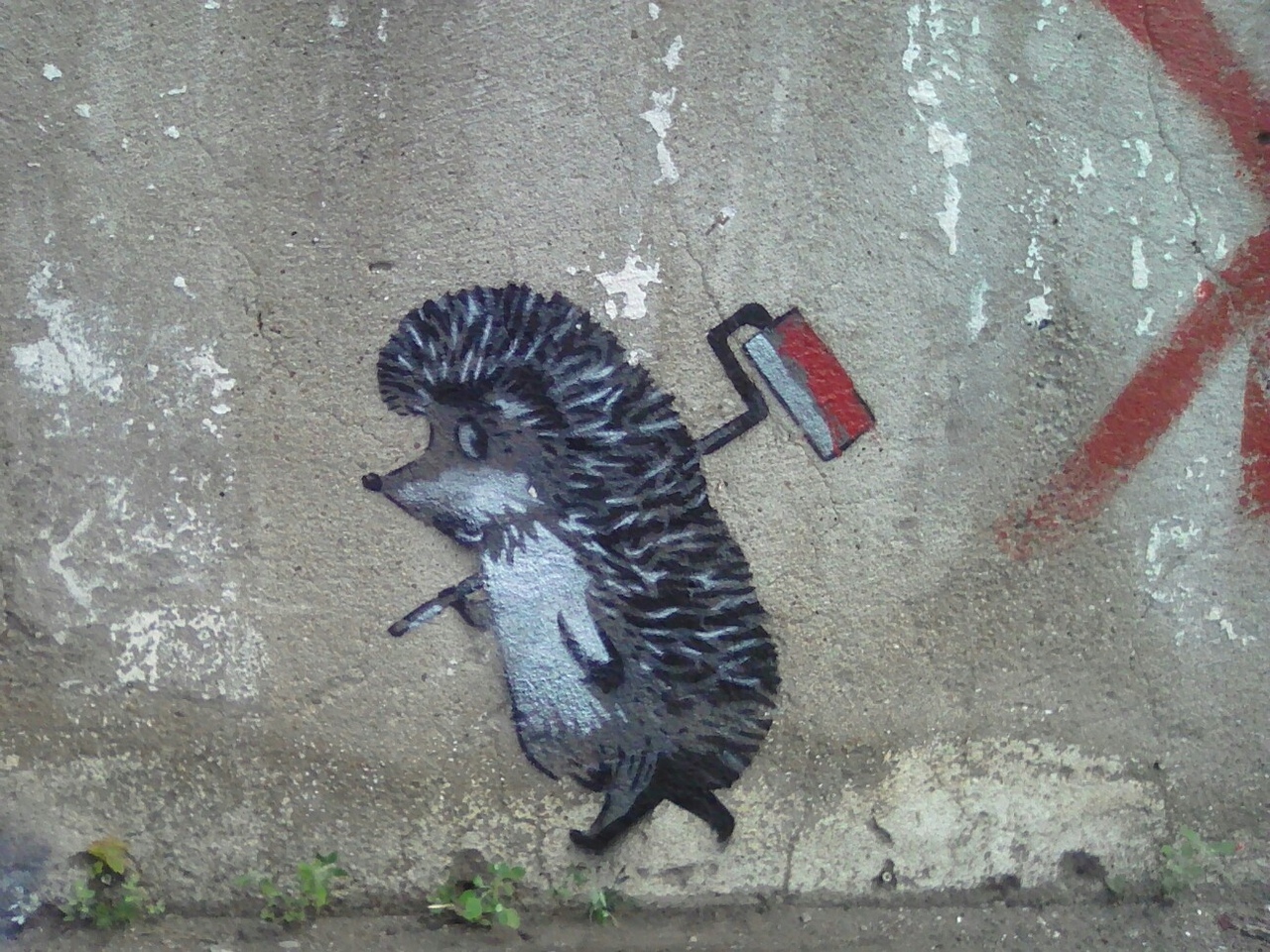 life fog - My, Hedgehog, 92r, Stencil, Street art, Bugulma, Hedgehog in the fog