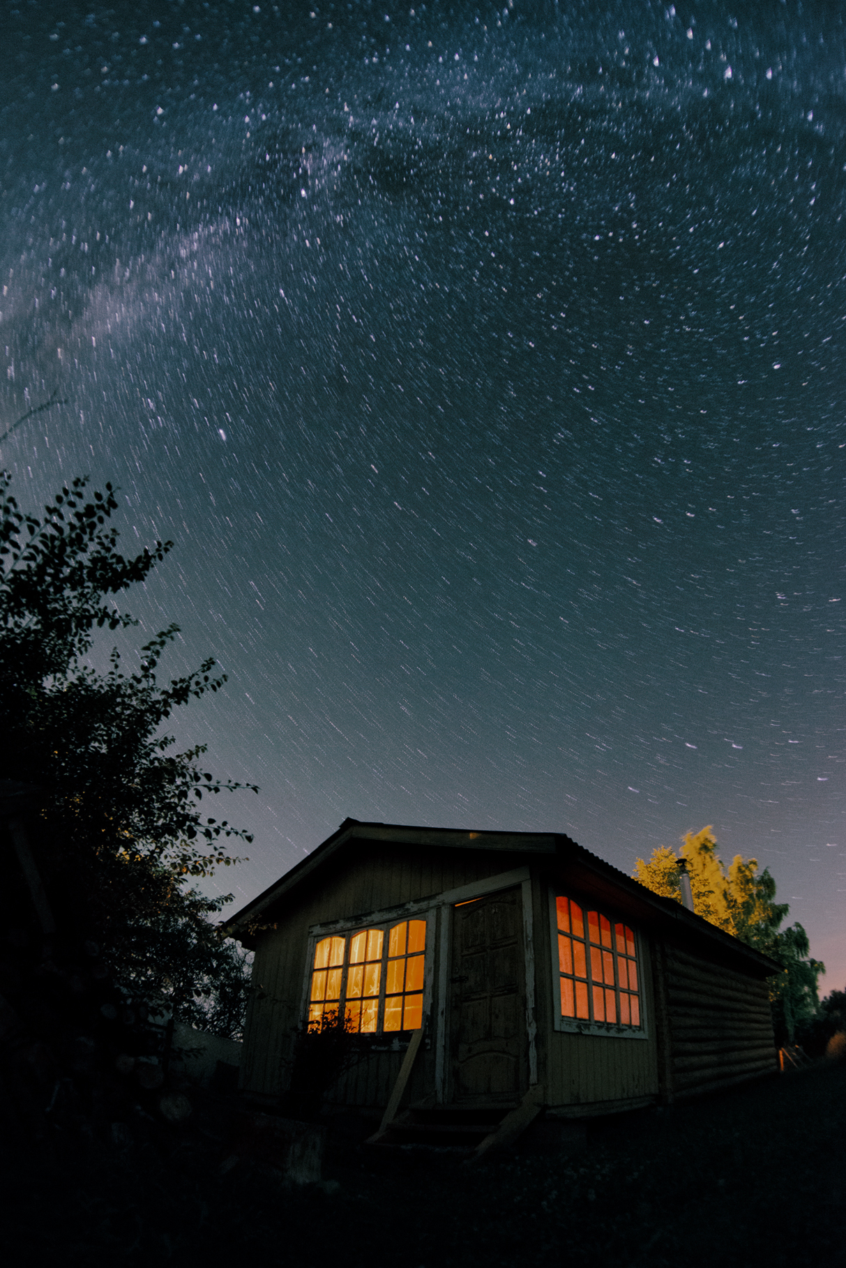 August 10. Moscow region - My, The photo, Sky, Star, Night, Village, Longpost