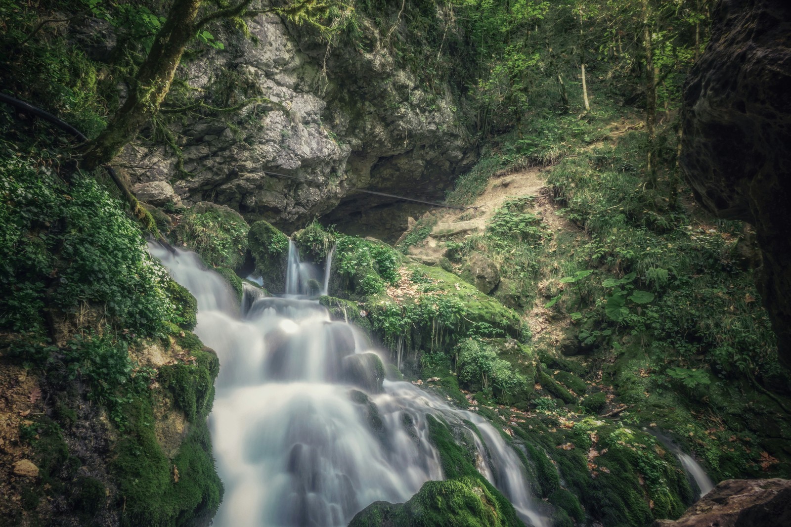 Isichenko waterfall in the Kurdzhip gorge - My, Nature, Long exposure, Waterfall, Mezmay, Landscape