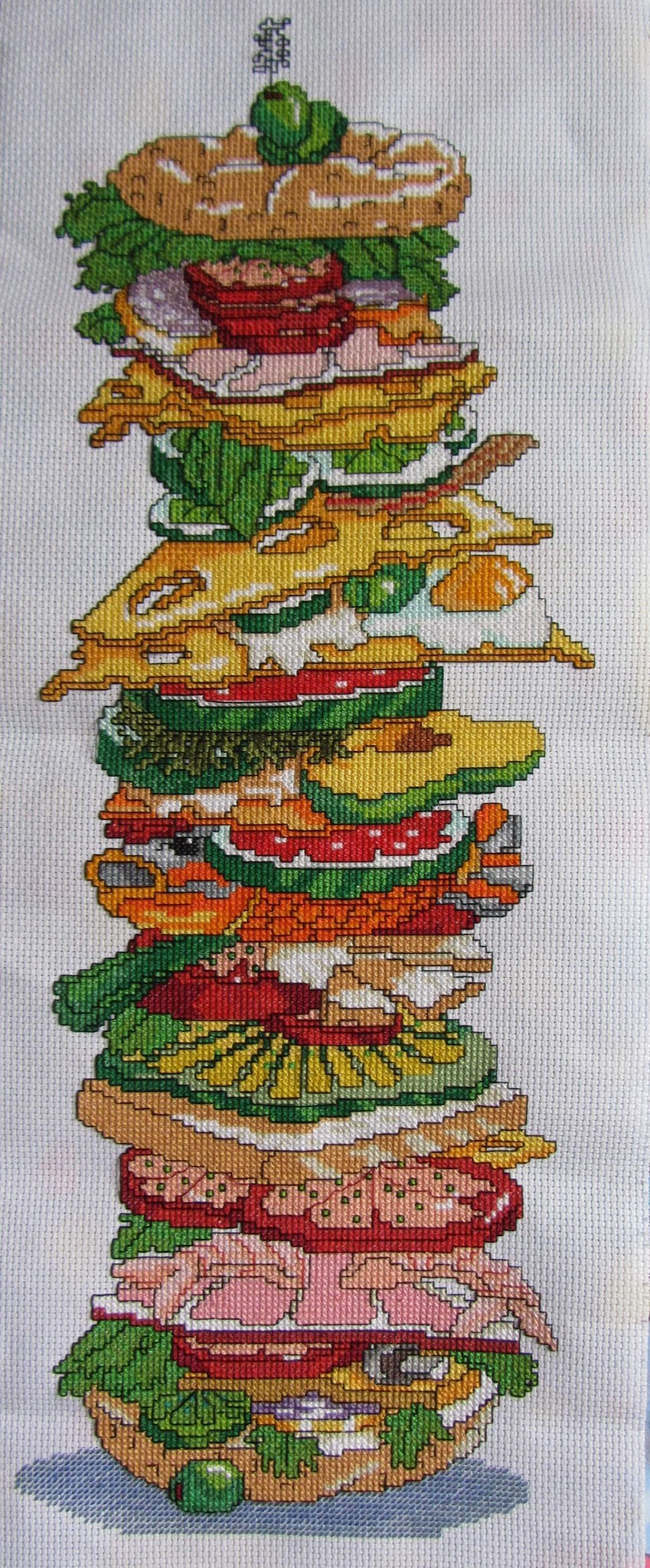 Mega sandwich - My, Embroidery, Cross-stitch, Needlework, Needlework without process, Longpost, 