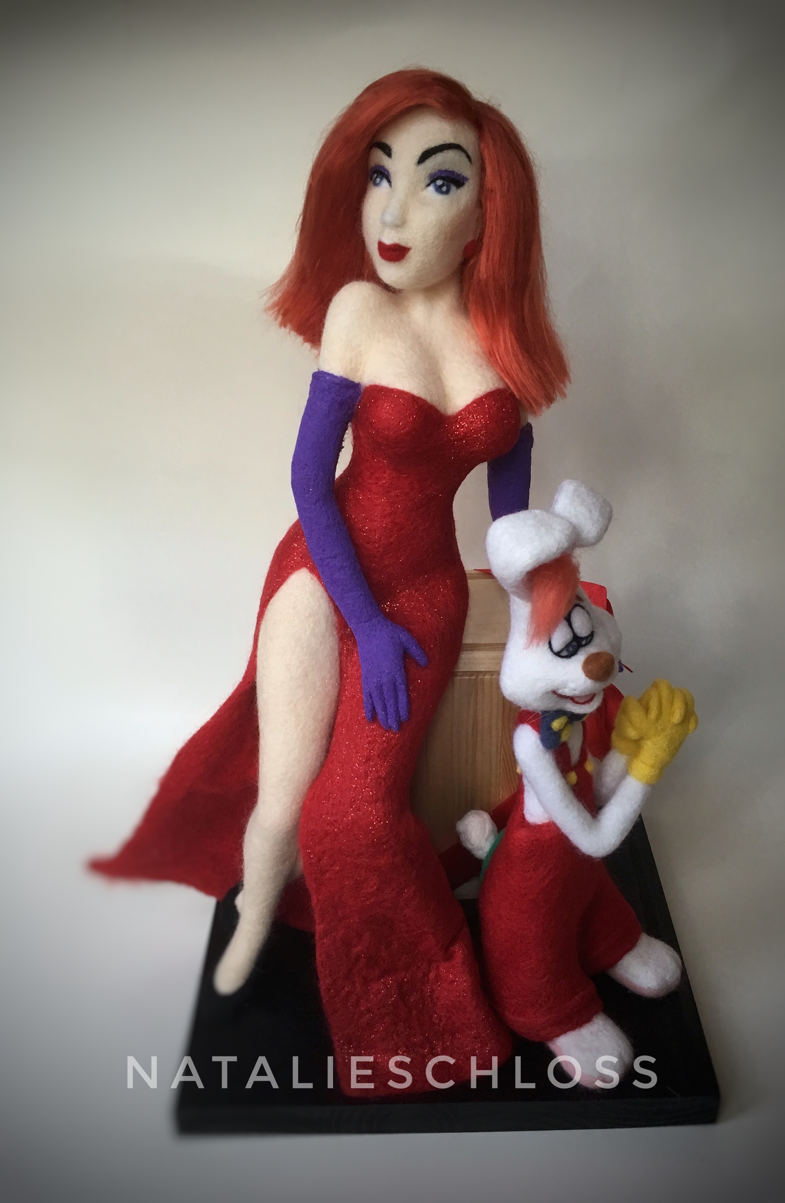 Girl in red a year later. - My, Jessica Rabbit, Who Framed Roger Rabbit, Dry felting, Needlework without process, Girls, Longpost