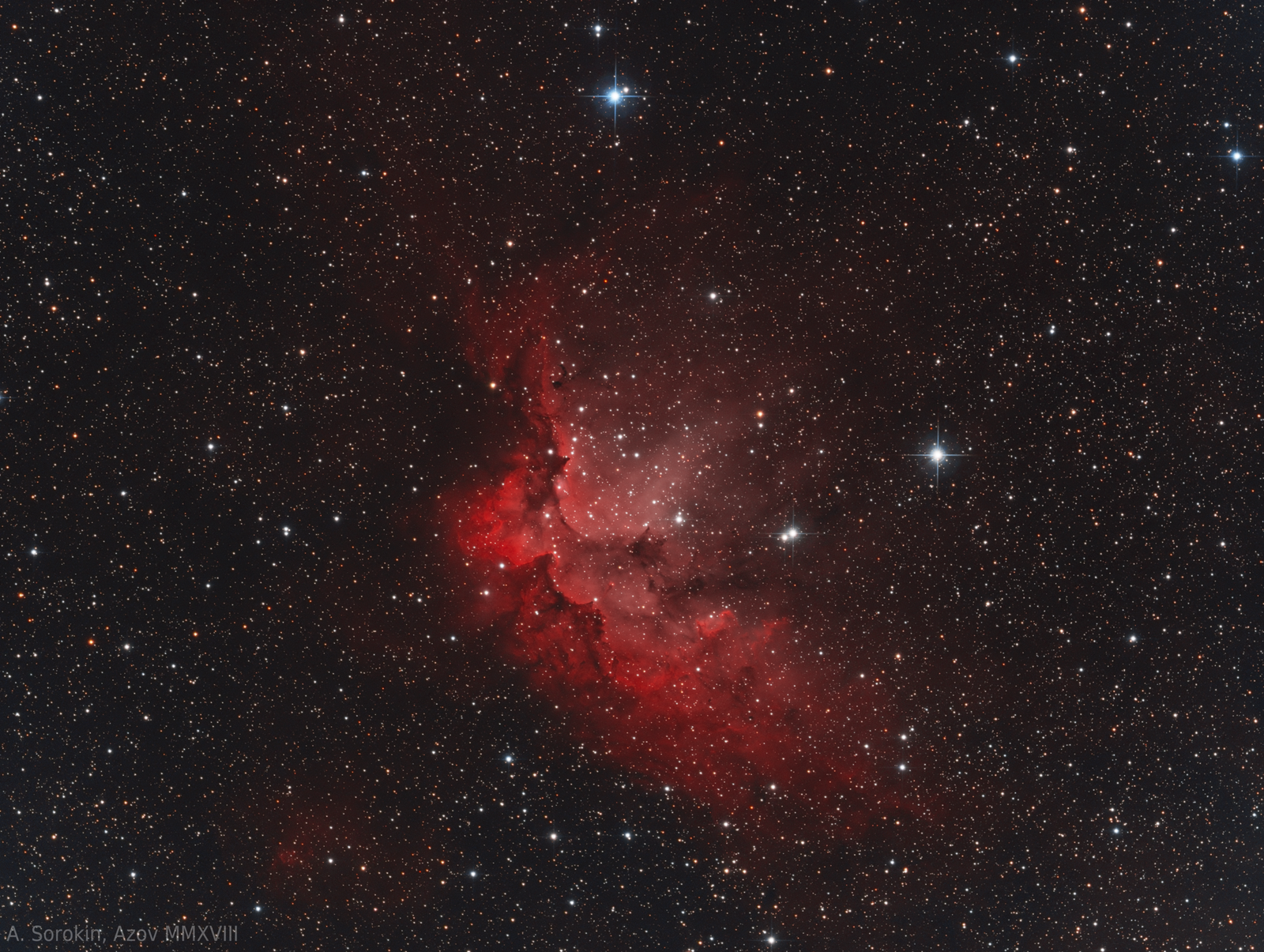 Nebula NGC 7380 Sorcerer - My, Astrophoto, Space, Telescope, Nebula, Astronomy