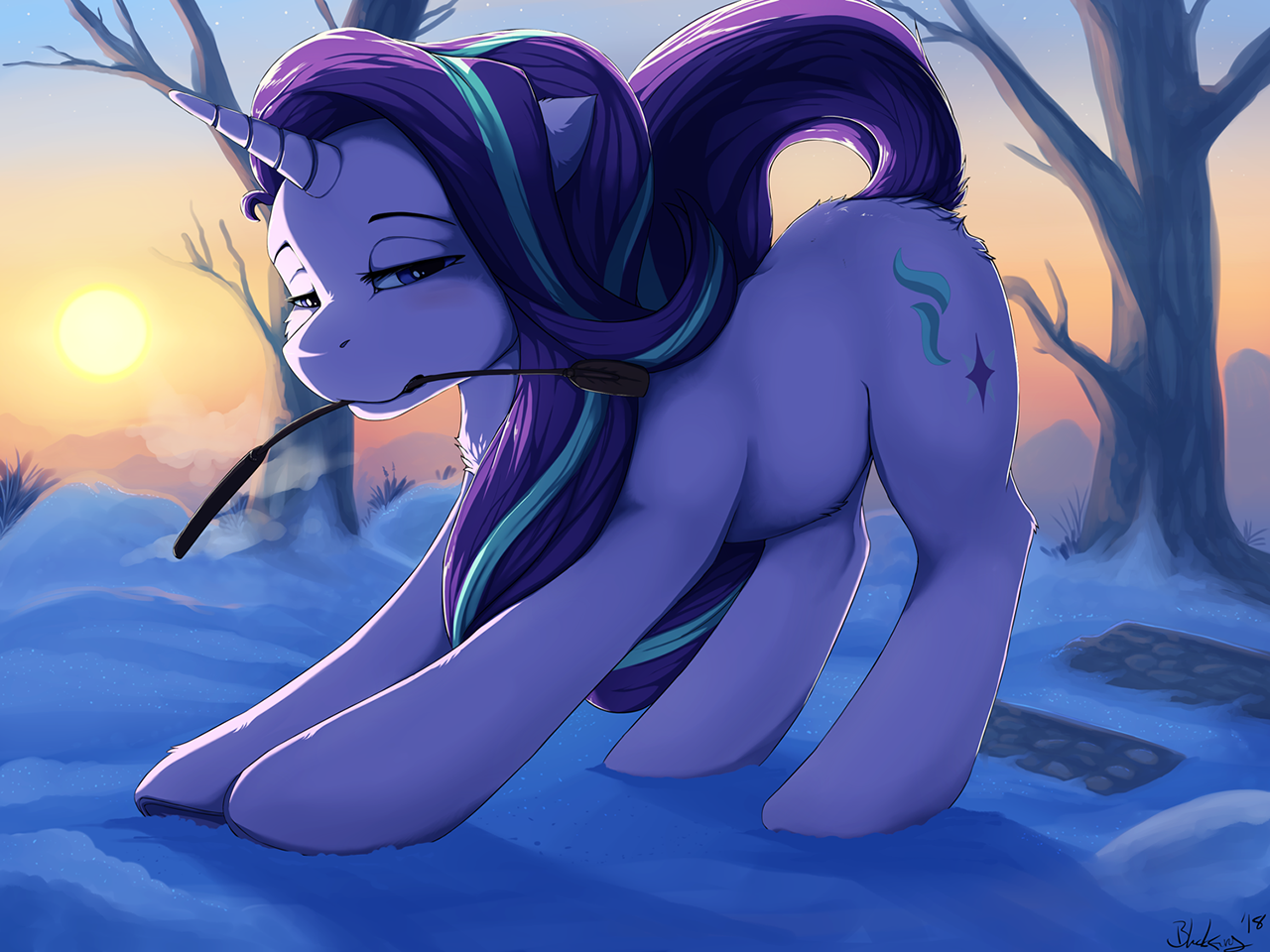 Задумала легкий постук - My Little Pony, PonyArt, Starlight Glimmer, Blackkaries, MLP Edge