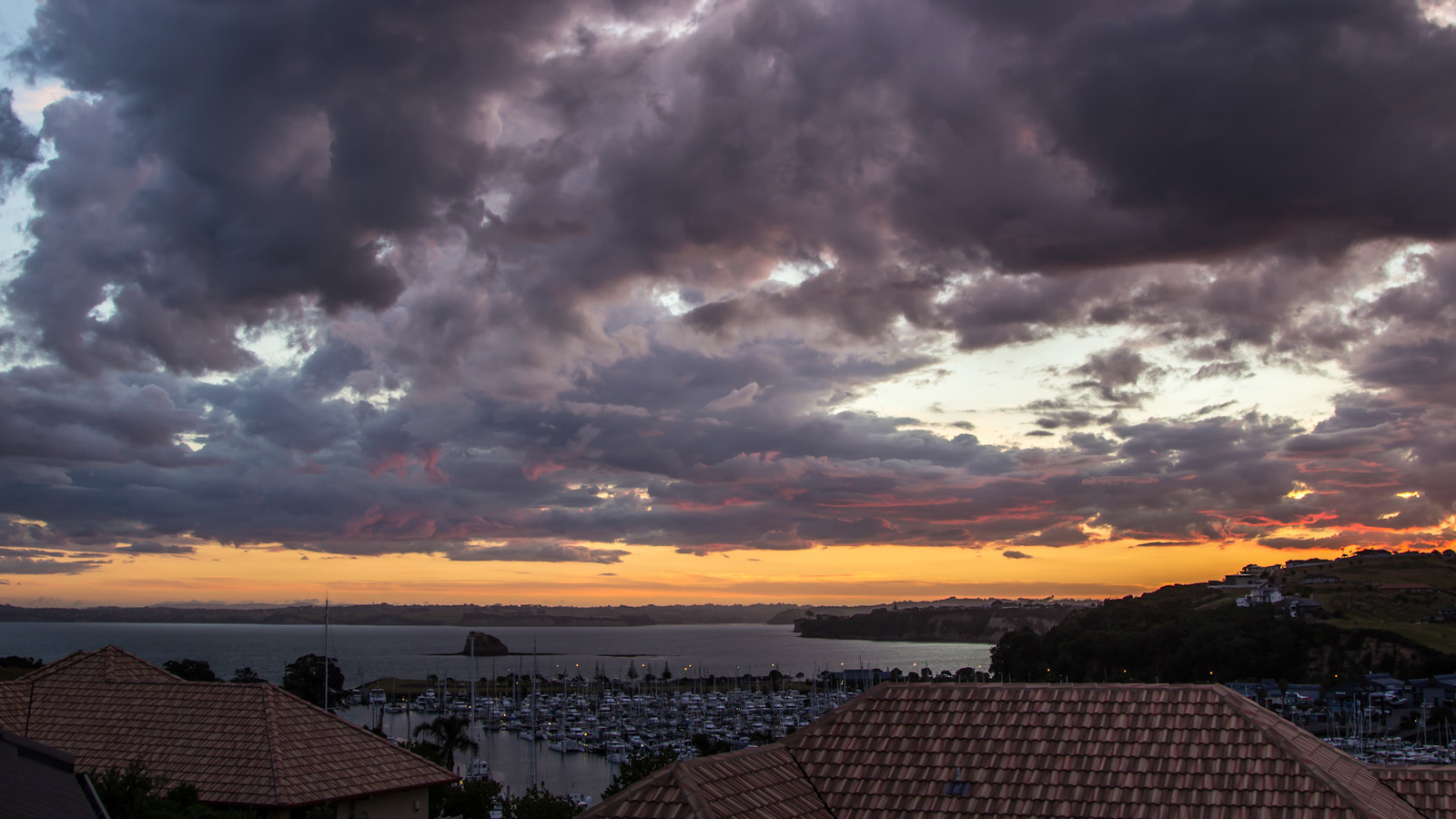 three sunsets - My, New Zealand, Sunset, Sea, Clouds, The photo