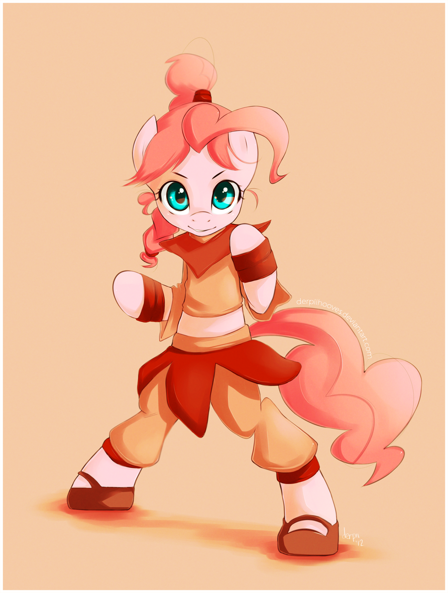 My aura turned pink! - My little pony, PonyArt, Crossover, Avatar: The Legend of Aang, Pinkie pie, Tai li, , Anthro, Crossover