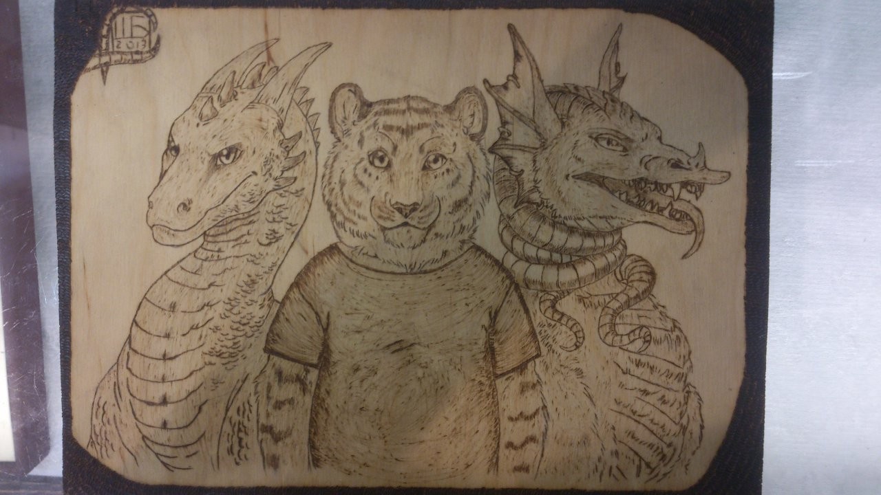 Triplet - My, Burning out, Pyrography