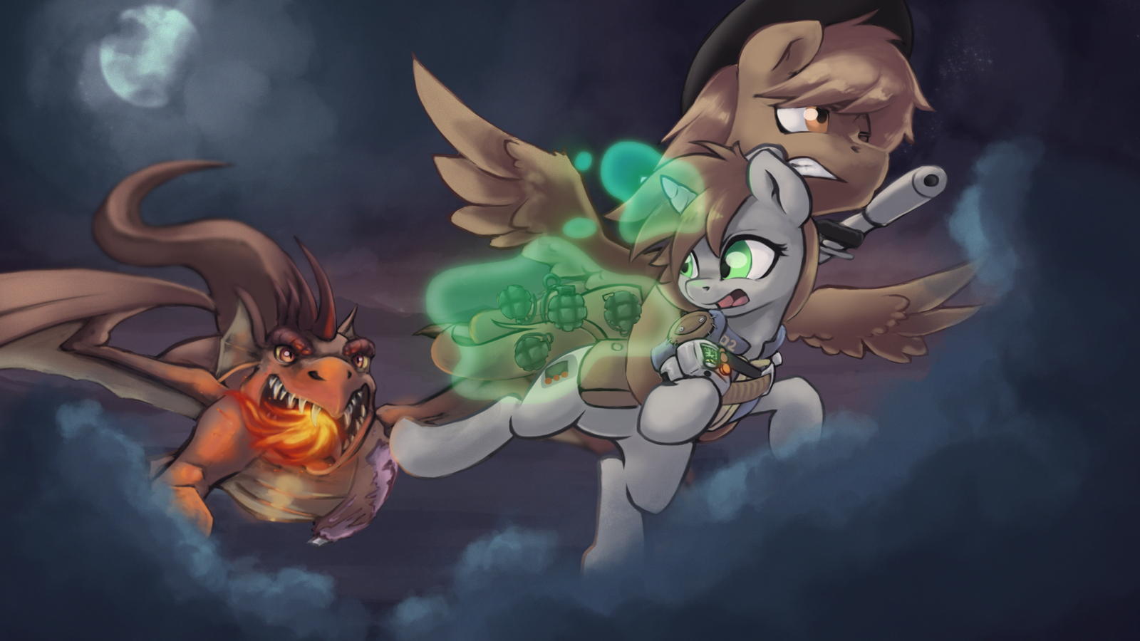 Бедствие - My Little Pony, PonyArt, Original Character, Fallout: Equestria, Calamity, Littlepip, Дракон, Darksittich