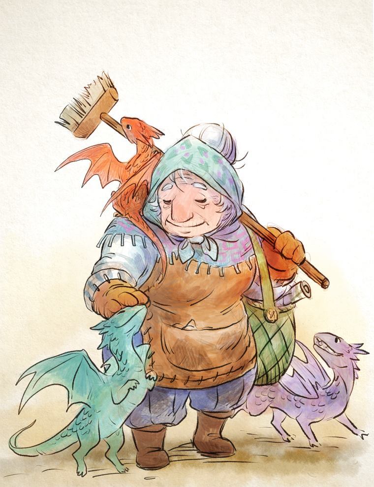 Grandmother of dragons - Art, Grandmother, The Dragon, Longpost, Sandara