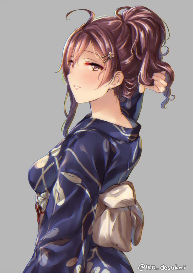 Hagikaze - Kantai collection, Hagikaze, Anime, Anime art, Yukata, Longpost