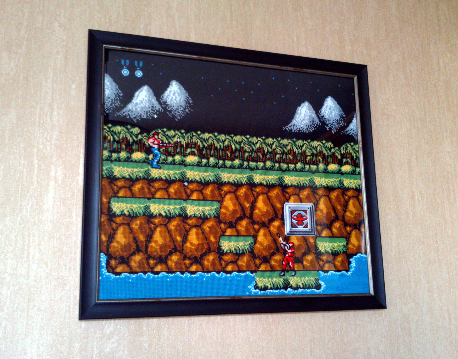 Contra Konami embroidery (part 1) - My, Contra, Cross-stitch, Needlework with process, Needlework, Longpost