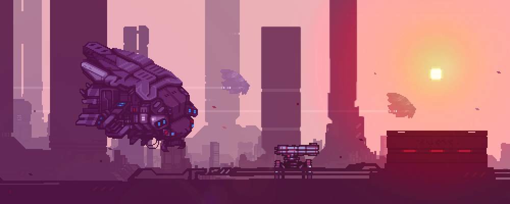 Somewhere on the other side of the universe - My, Pixel, Pixel Art, Indie game, Gamedev, Old school, Robot, Cyberpunk, 5734l3r, GIF