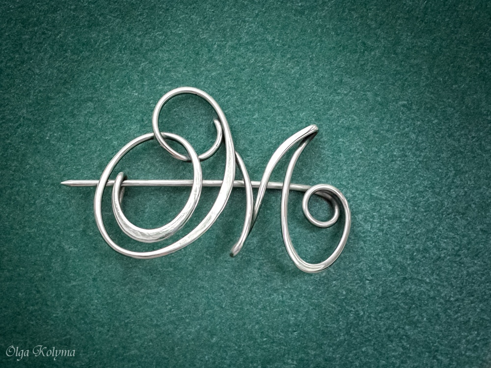 Brooch for M. - My, Decoration, Brooch, Letters, Needlework without process, Video, The photo, Longpost