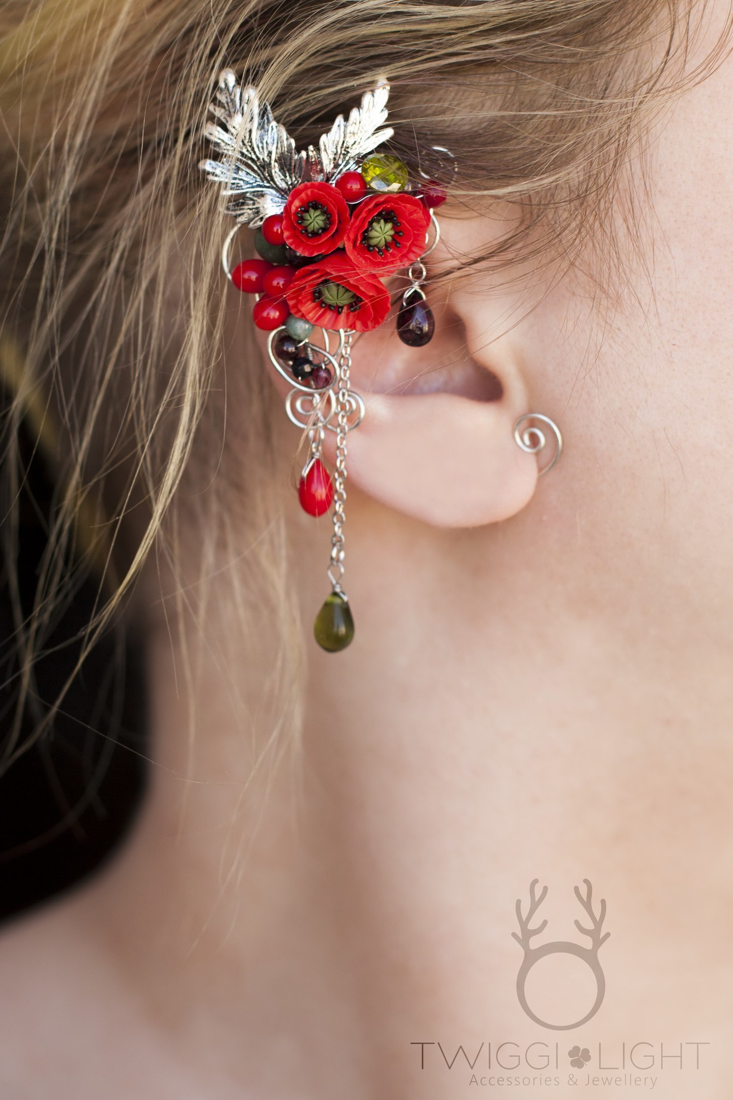 Earrings with poppies (and cuffs :)) - My, Decoration, Cuffs, Earrings, Poppy, Flowers, Needlework without process, Wire, Handmade, Longpost