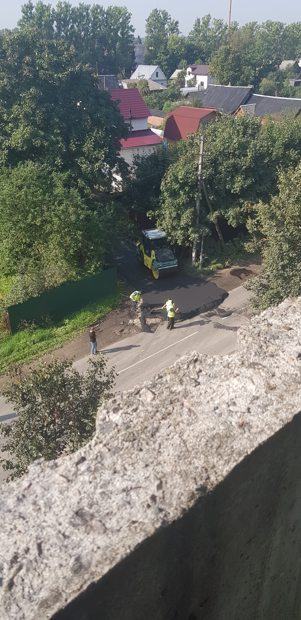 I went out to the balcony, and there ... - My, Road repair, Russian roads, Miracle, Longpost