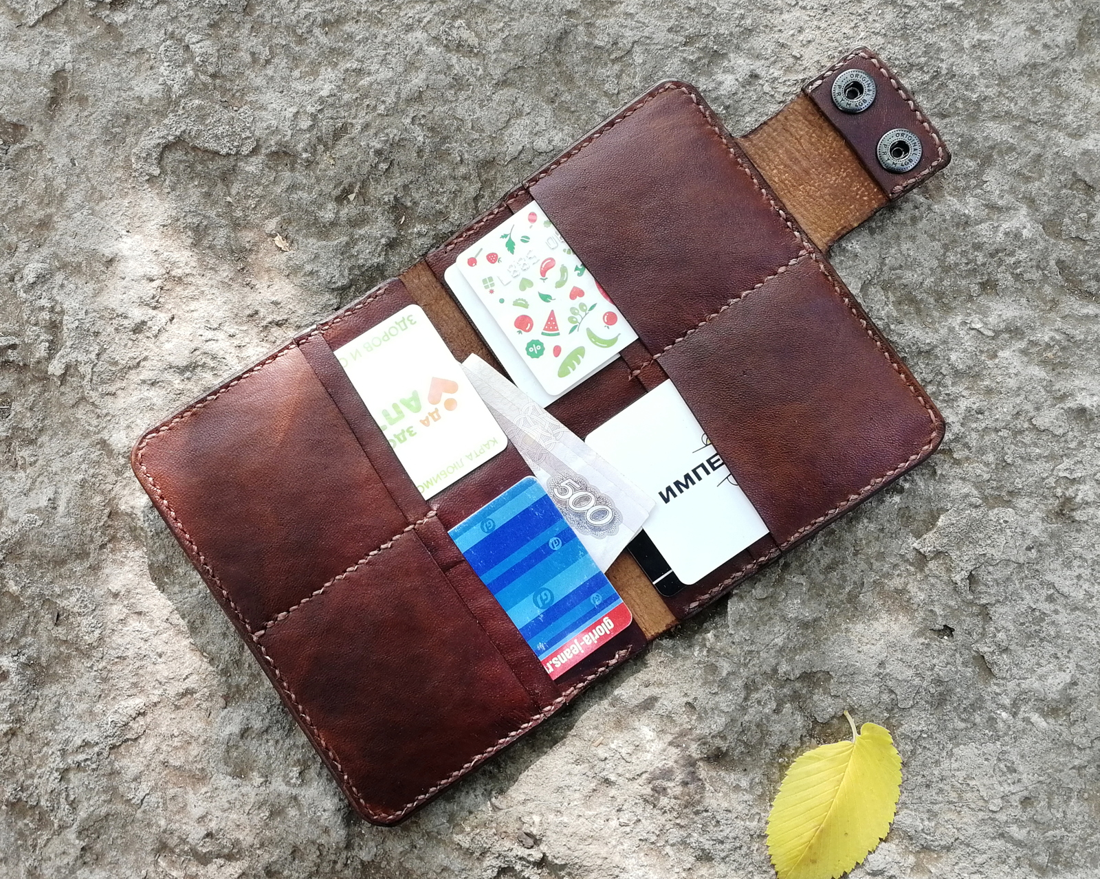 Fancy leather wallet - My, Needlework without process, Handmade, Leather craft, Natural leather, Longpost