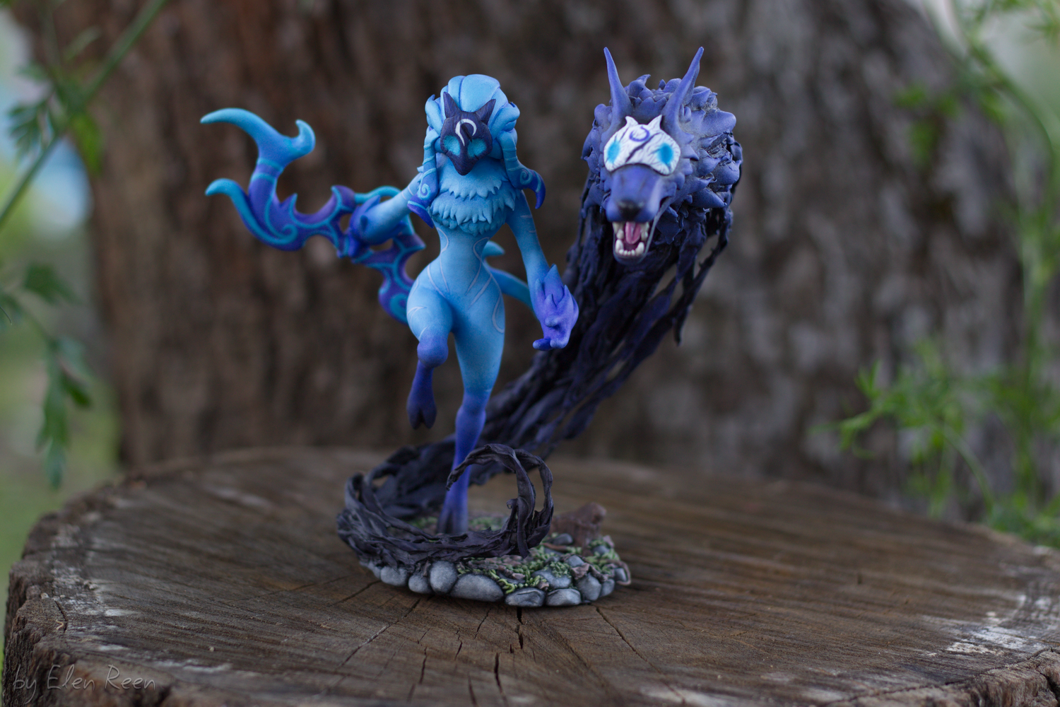 Kindred (League of Legends) - velvet plastic figure - My, Needlework with process, League of legends, Kindred, Figurine, Лепка, Handmade, Velvet plastic, , Video, Longpost, Figurines