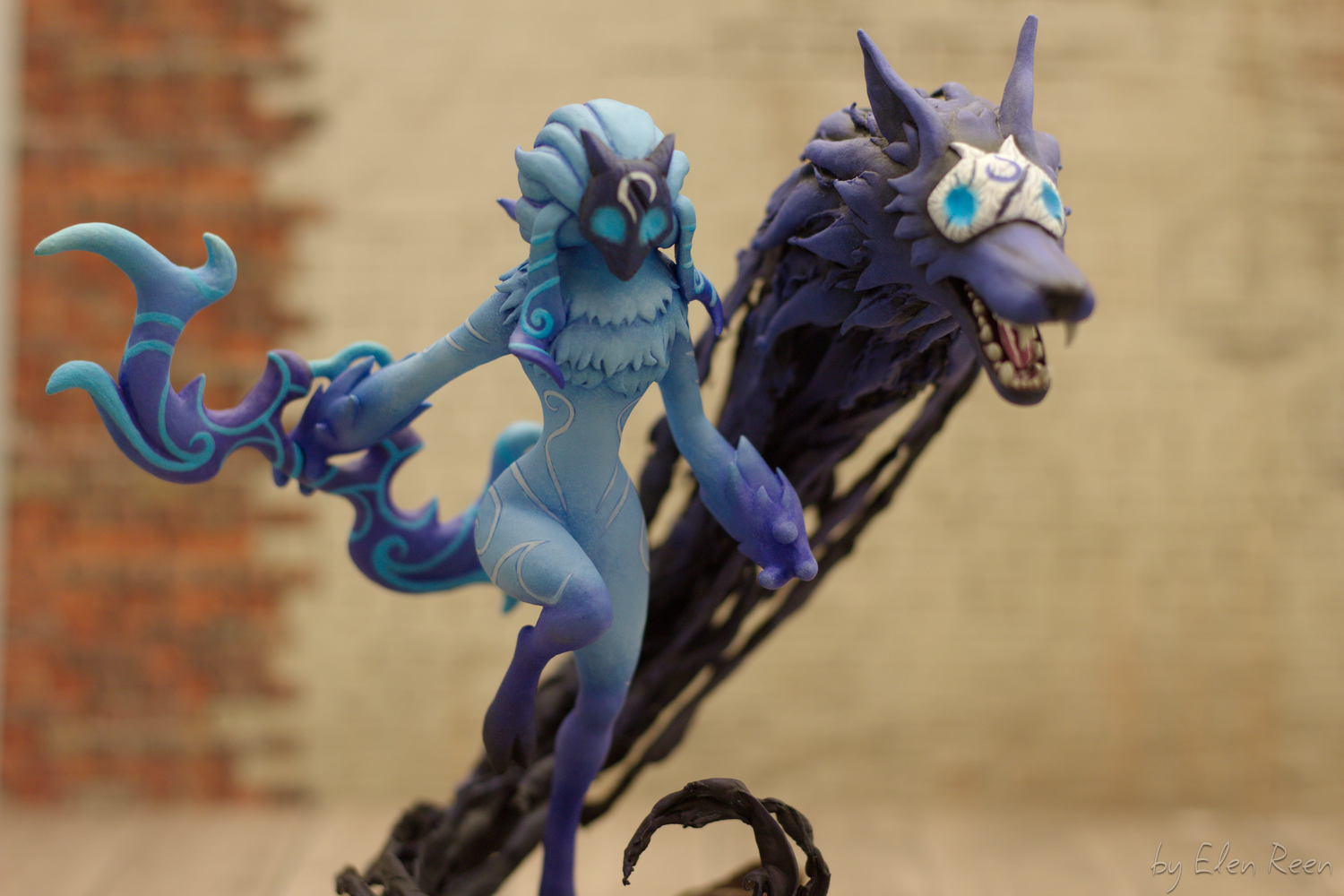 Kindred (League of Legends) - velvet plastic figure - My, Needlework with process, League of legends, Kindred, Figurine, Лепка, Handmade, Velvet plastic, , Video, Longpost, Figurines